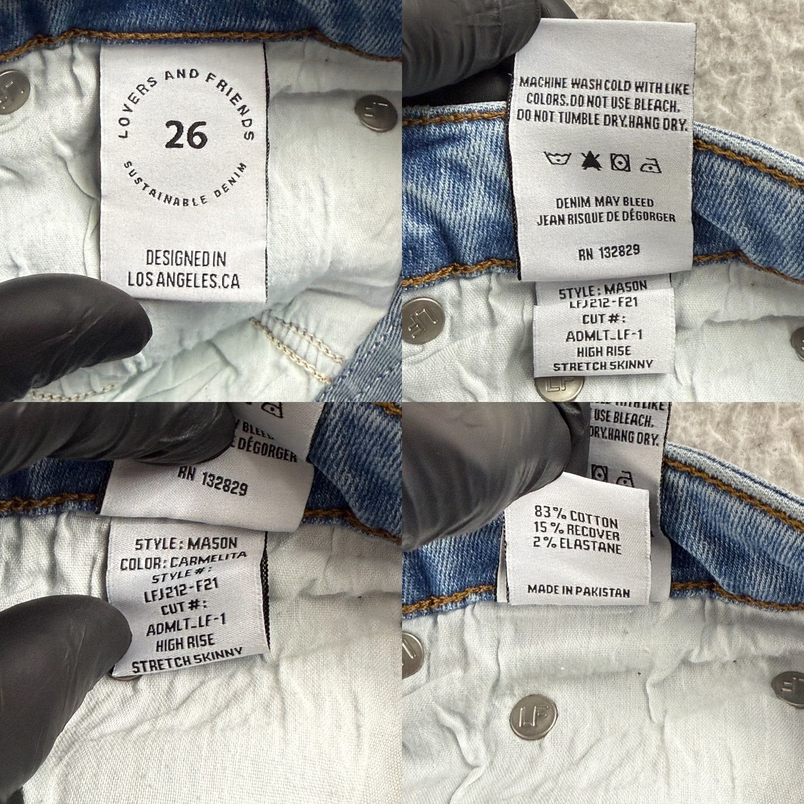 Vintage Lovers + Friends Mason Jeans Womens 26 Blue Denim High Rise Stretch Skinny Jeans Regular Rise Bohemian City College Size 28" / US 6 / IT 42 - 10 Thumbnail