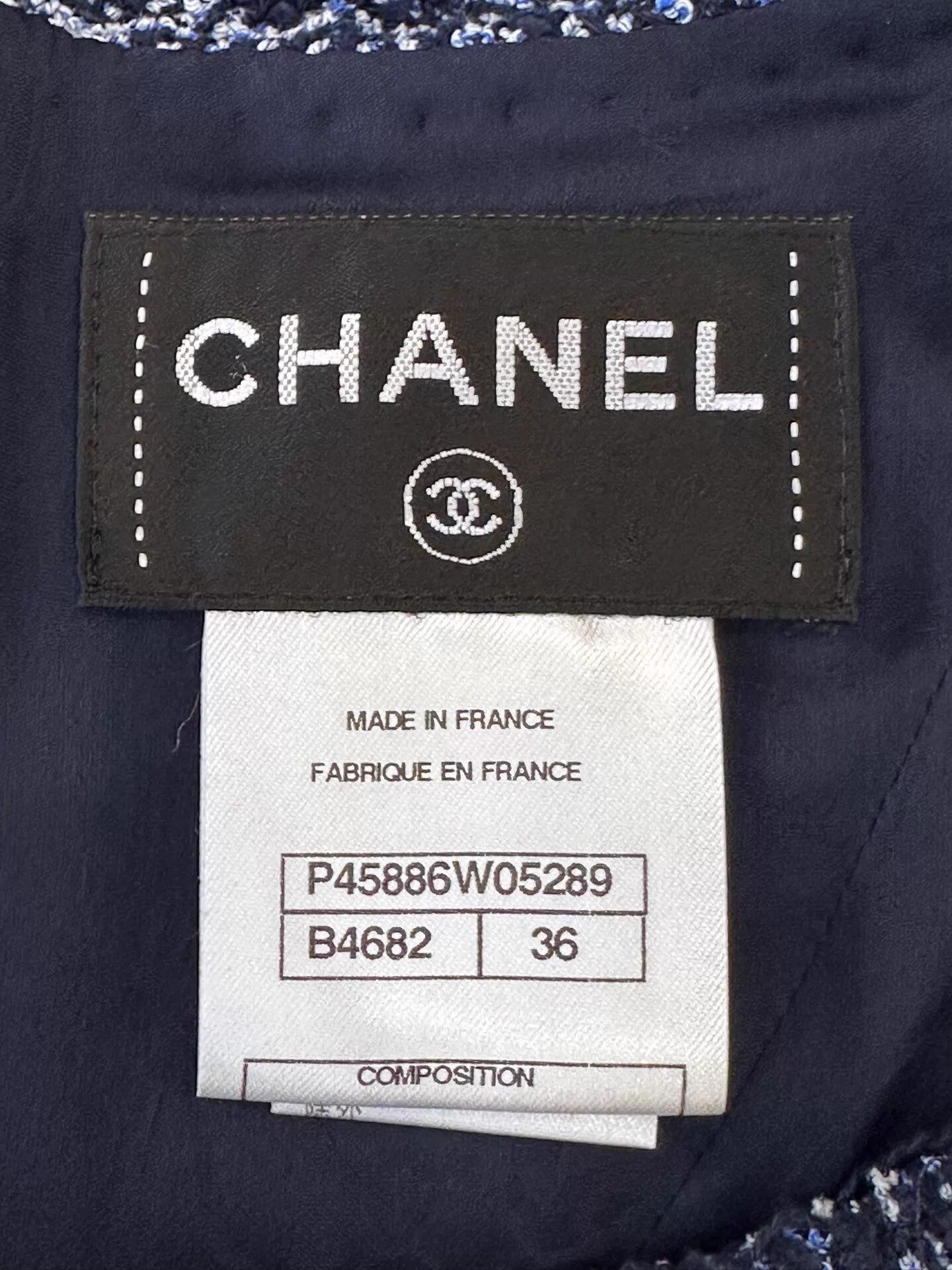 Chanel Chanel Women's Dark Blue Tweed Sleeveless CC Logo Dress 36 Size XS / US 0-2 / IT 36-38 - 6 Thumbnail