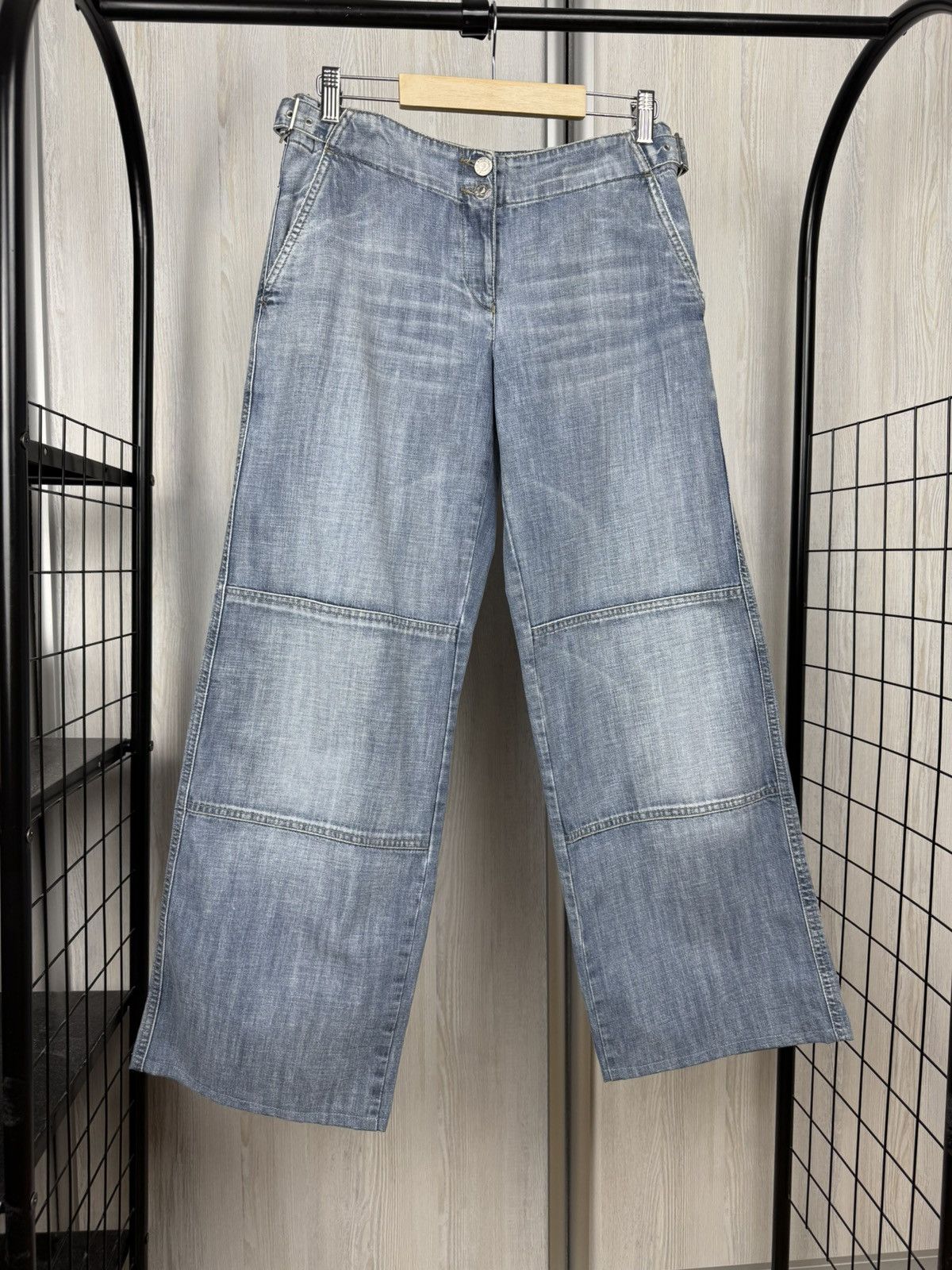 Armani Armani Jeans Blue Flared Wide leg double knee denim jeans Size 30" / US 8 / IT 44 - 1 Thumbnail
