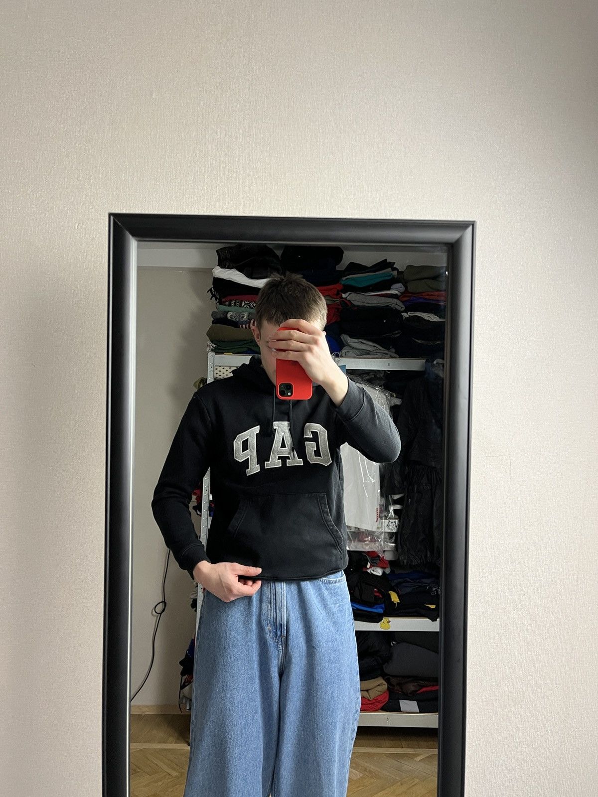 Gap × Vintage Gap Big Embroidered Logo Hoodie Black Y2K Streetwear Hype Size US S / EU 44-46 / 1 - 2 Thumbnail
