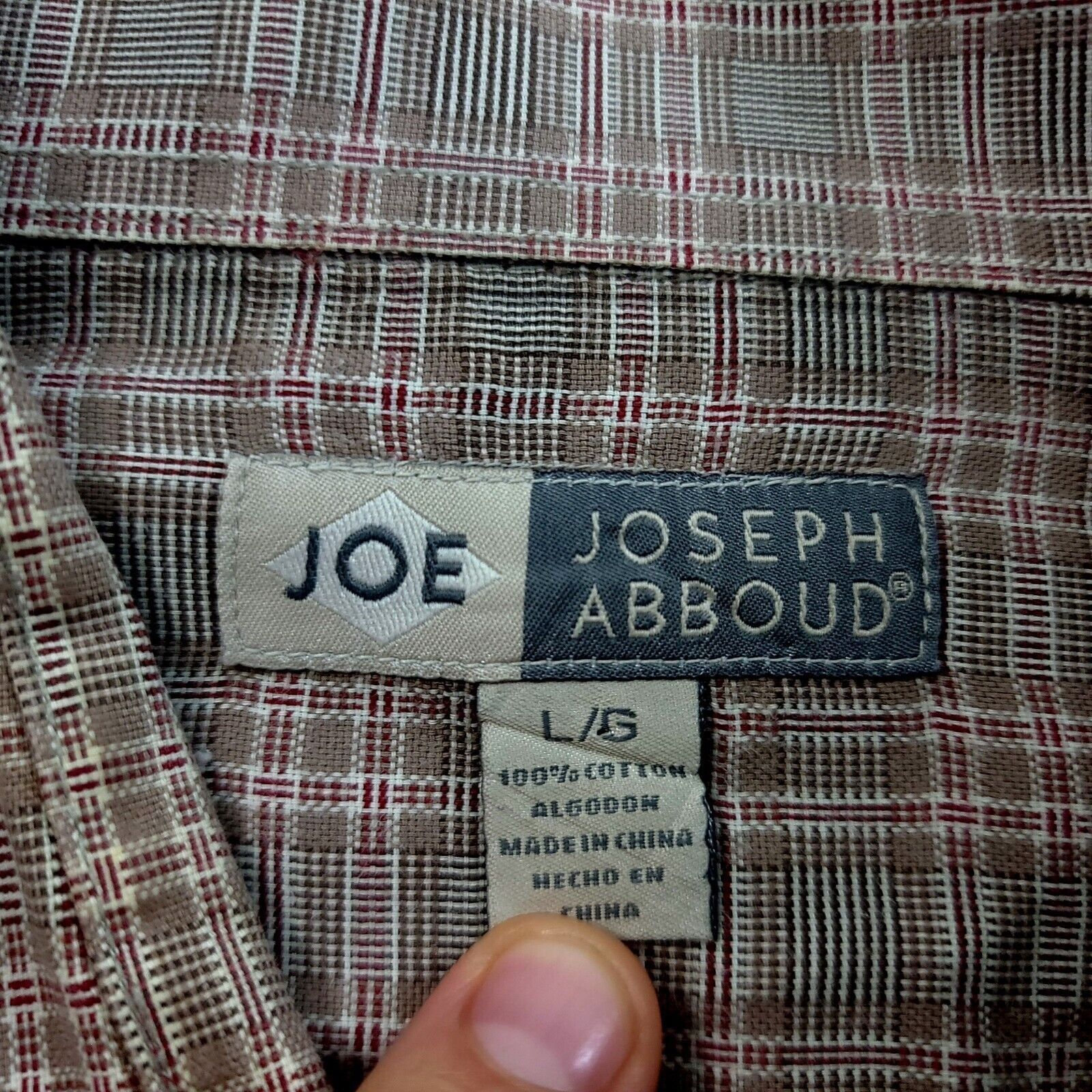 Joseph Abboud Joe Joseph Abboud Brown Red Plaid Large Cotton Collared Dres Size US L / EU 52-54 / 3 - 7 Thumbnail