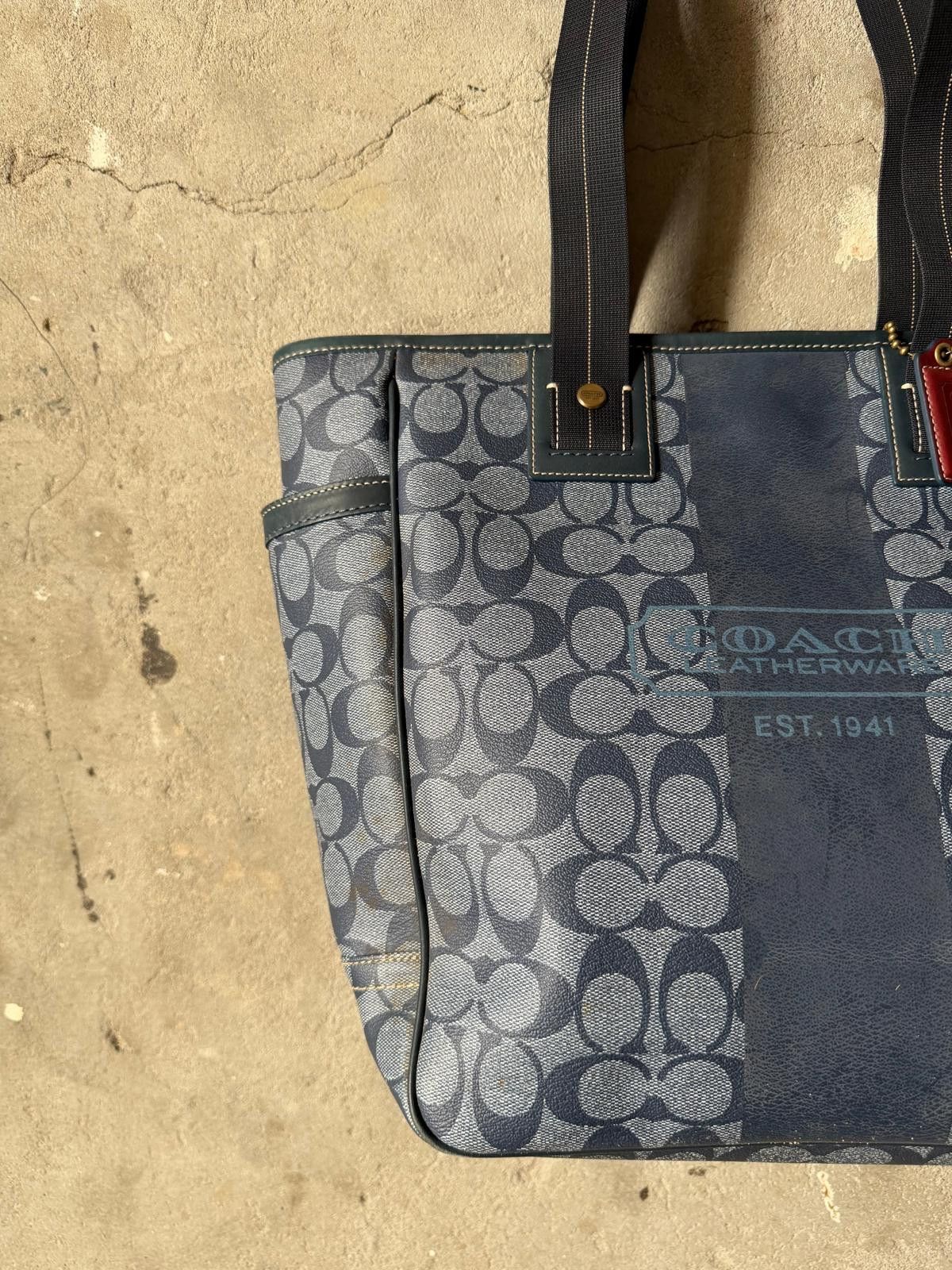 Coach Coach Signature Heritage Stripe Tote Bag Blue Size ONE SIZE - 2 Thumbnail