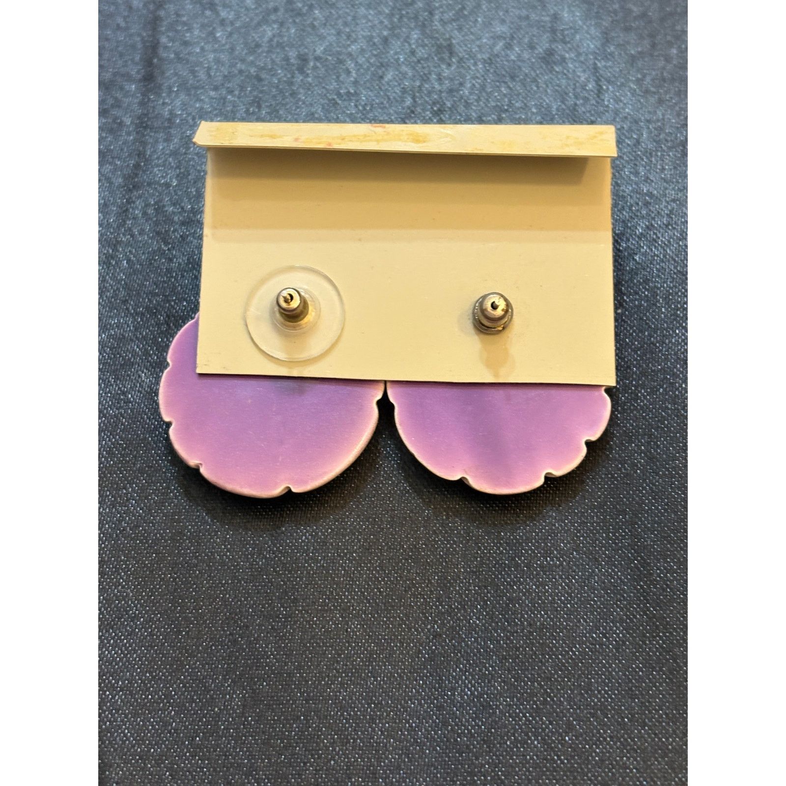 Other Vintage old stock 1980s Mauve Shell Statement Earrings Size ONE SIZE - 2 Thumbnail