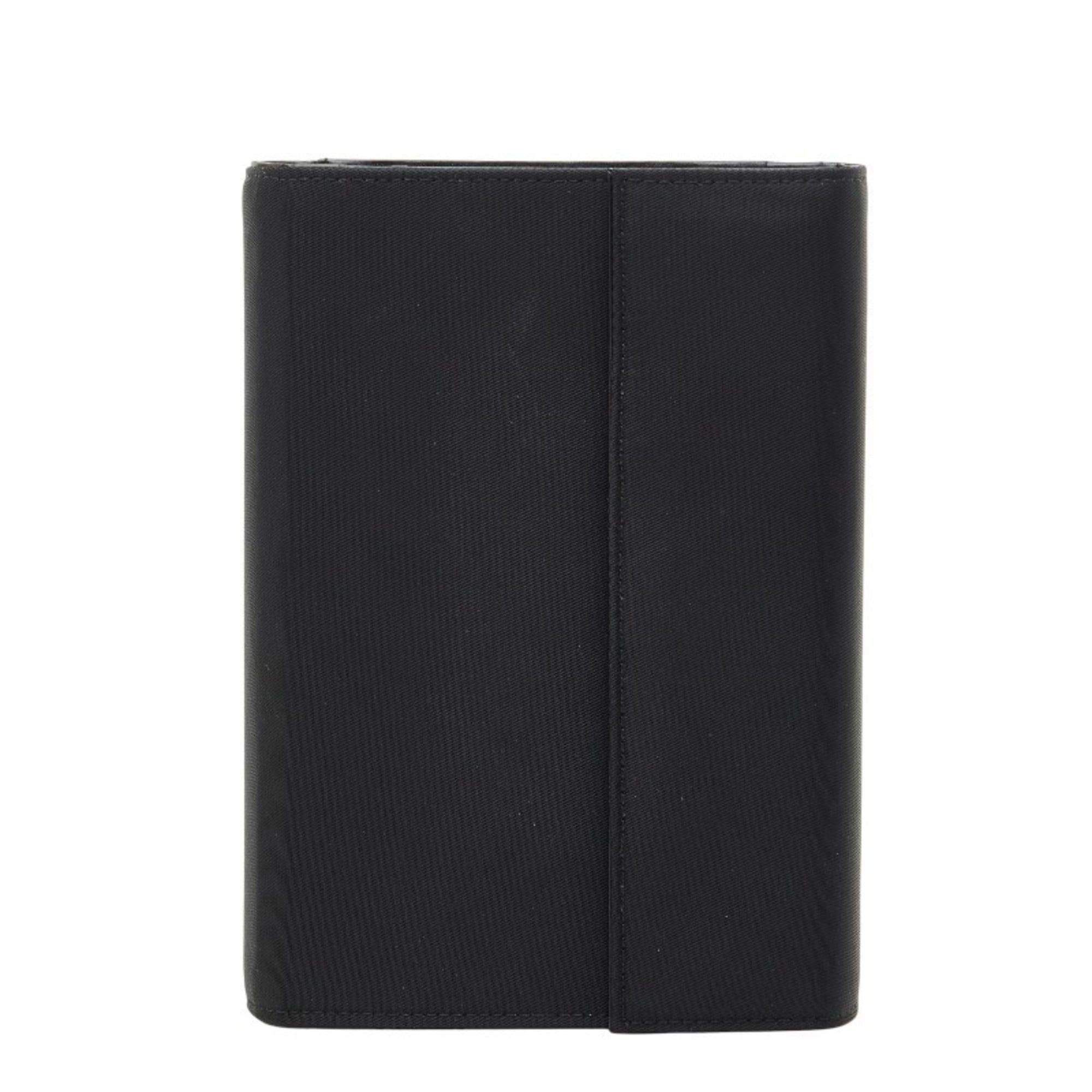 Prada Triangle Logo Plate Notebook Cover, Black Nylon, Women's, PRADA
