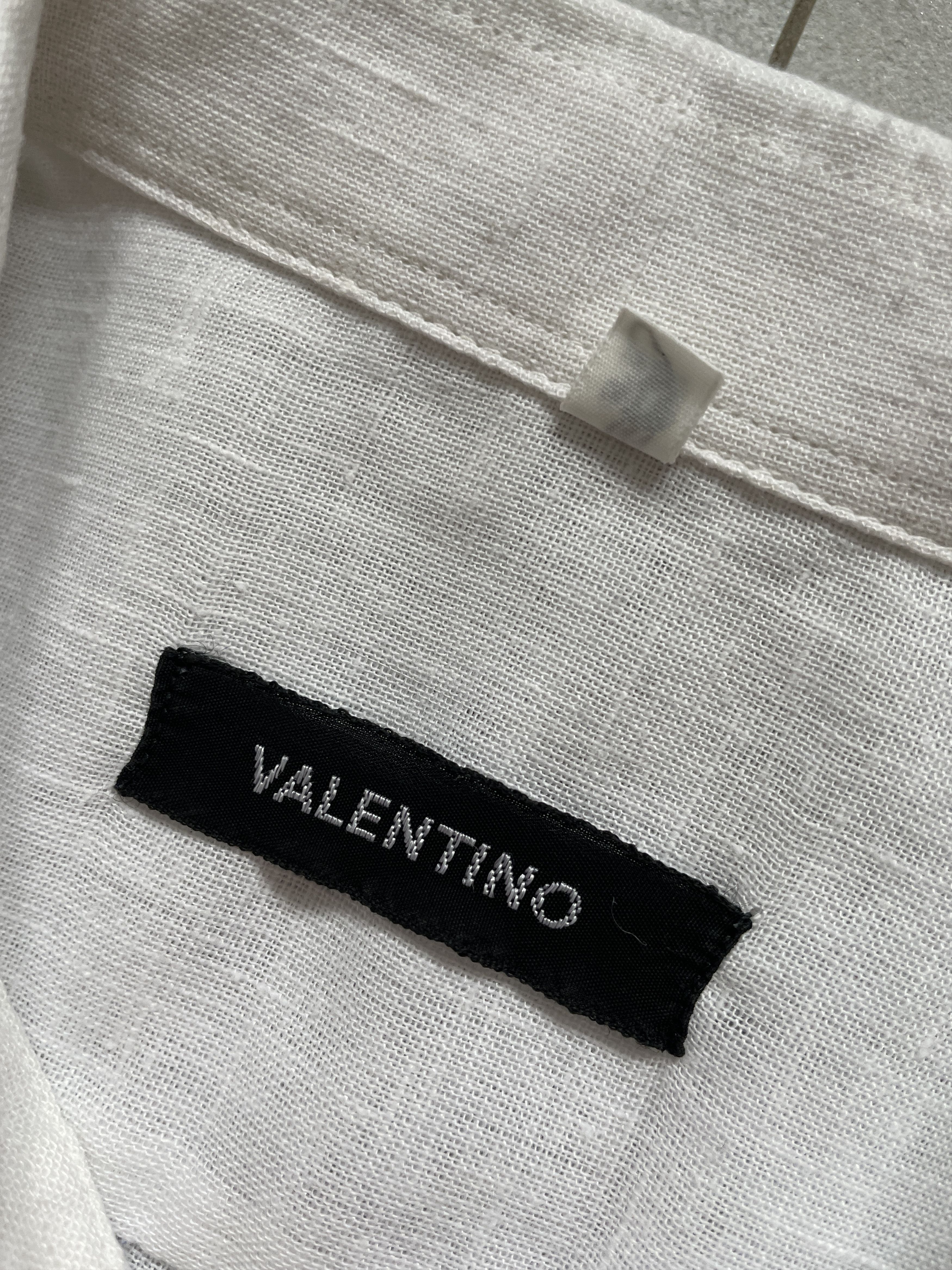 Valentino × Vintage VINTAGE 90S VALENTINO WHITE LINEN SHORT SLEEVE SHIRT Size US M / EU 48-50 / 2 - 2 Thumbnail