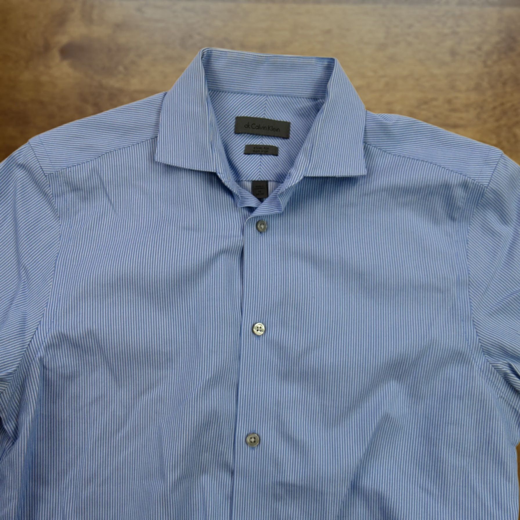 Calvin Klein Calvin Klein Shirt Mens 15 Long Sleeve Button Front Pocket Stripes Slim Fit Size US M / EU 48-50 / 2 - 1 Thumbnail