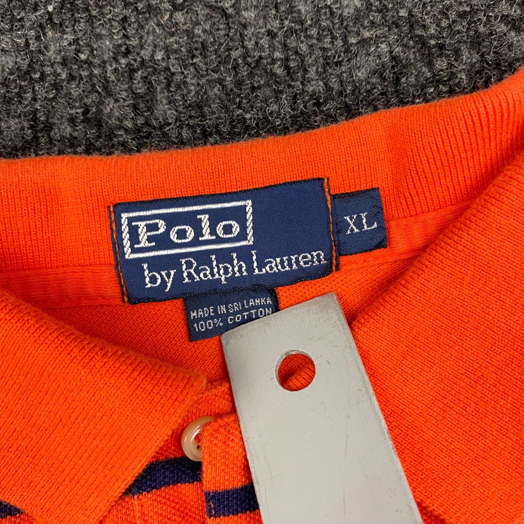 Polo Ralph Lauren VINTAGE Polo Ralph Lauren Polo Shirt Short Sleeve Pony Orange Navy Blue 90s XL Men's Classic Casual Shirt Size US XL / EU 56 / 4 - 4 Thumbnail