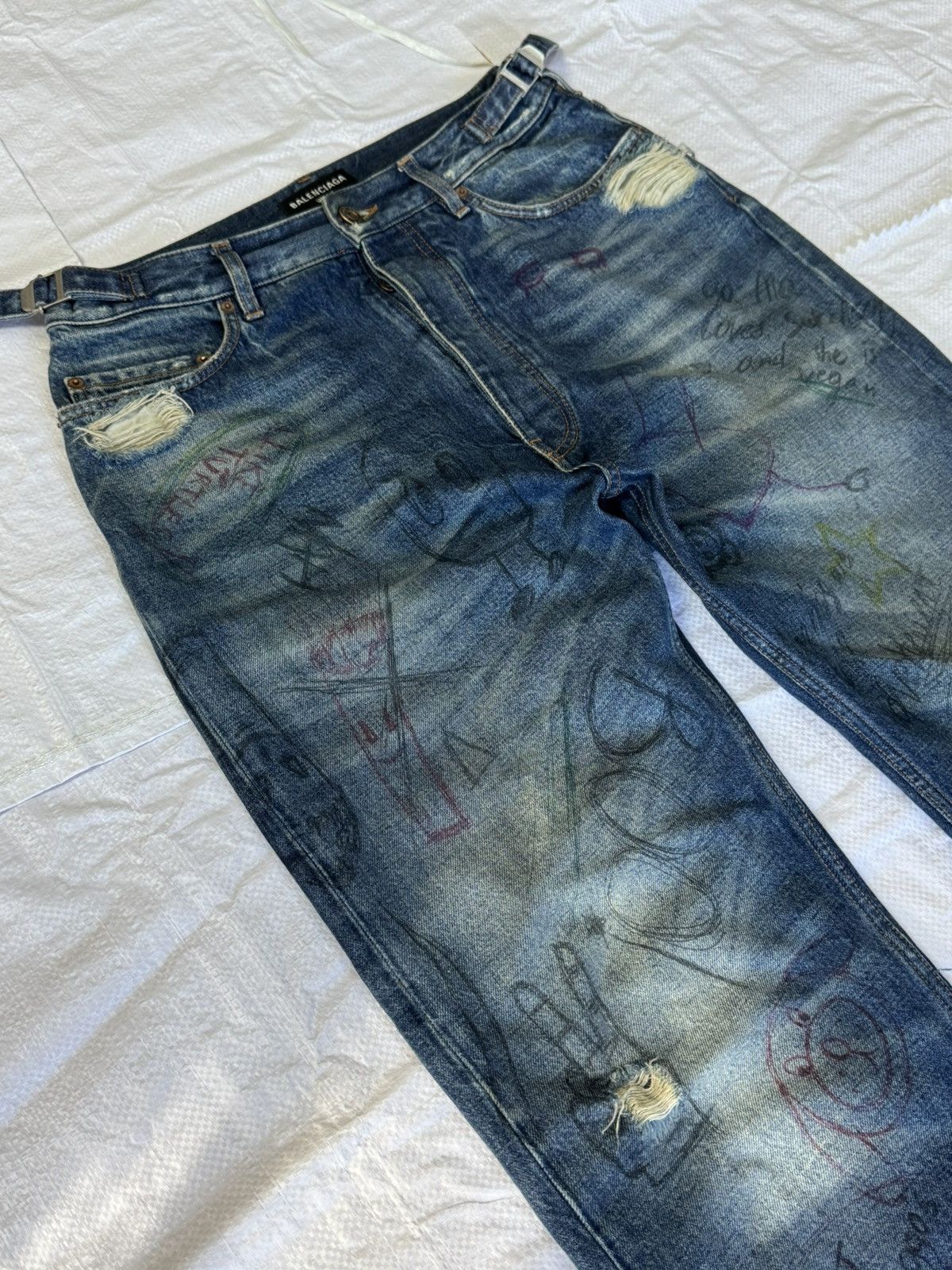 Balenciaga Balenciaga Skribble Denim (Repaired Heel Bite) Size US 30 / EU 46 - 6 Thumbnail