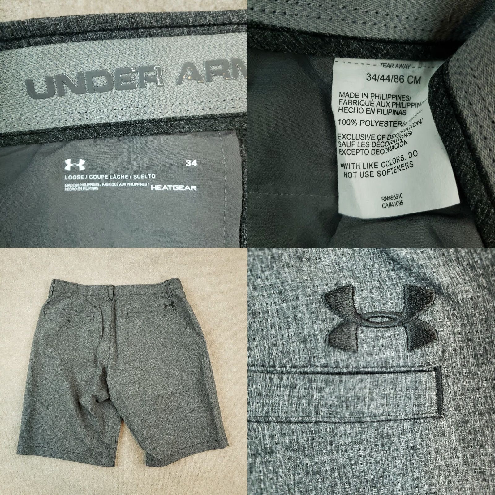 Under Armour Under Armour Shorts Mens 34 Gray Flat Front Chino Loose Regular Inseam 10 in Polyester Casual Travel Mens Gray Front Type: Flat Front Waist 34 Size 34 Size US S / EU 44-46 / 1 - 8 Thumbnail