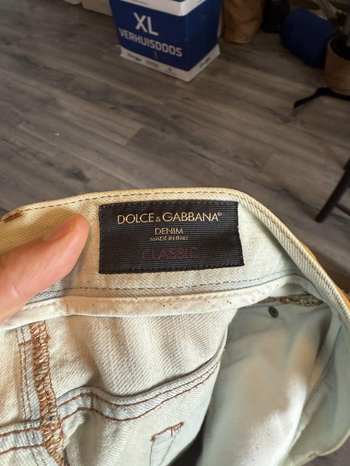 Dolce & Gabbana Distressed Mustard Denim by Dolce & Gabbana – Size 33 Size US 33 - 16 Thumbnail