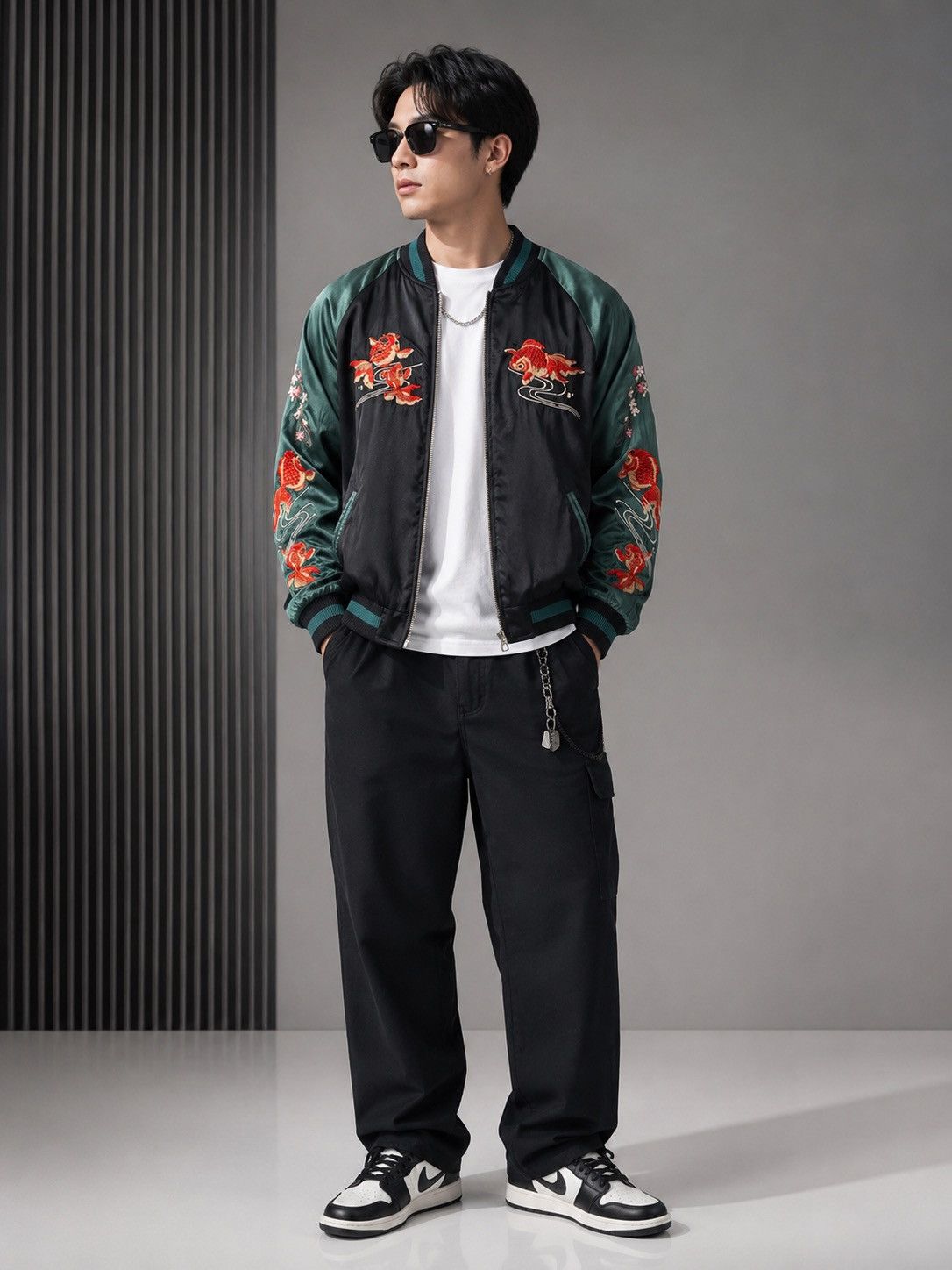 Japanese Brand Japanese classic script Silk Reversible Sukajan Koi Size US M / EU 48-50 / 2 - 1 Thumbnail