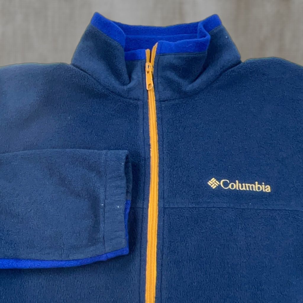 Layer 8 Columbia Jacket Men XL Blue Gray Fleece Full Zip Hiking Outdoor Summer Fall Winter Regular Pocket Embroidered Logo Size US XL / EU 56 / 4 - 1 Thumbnail