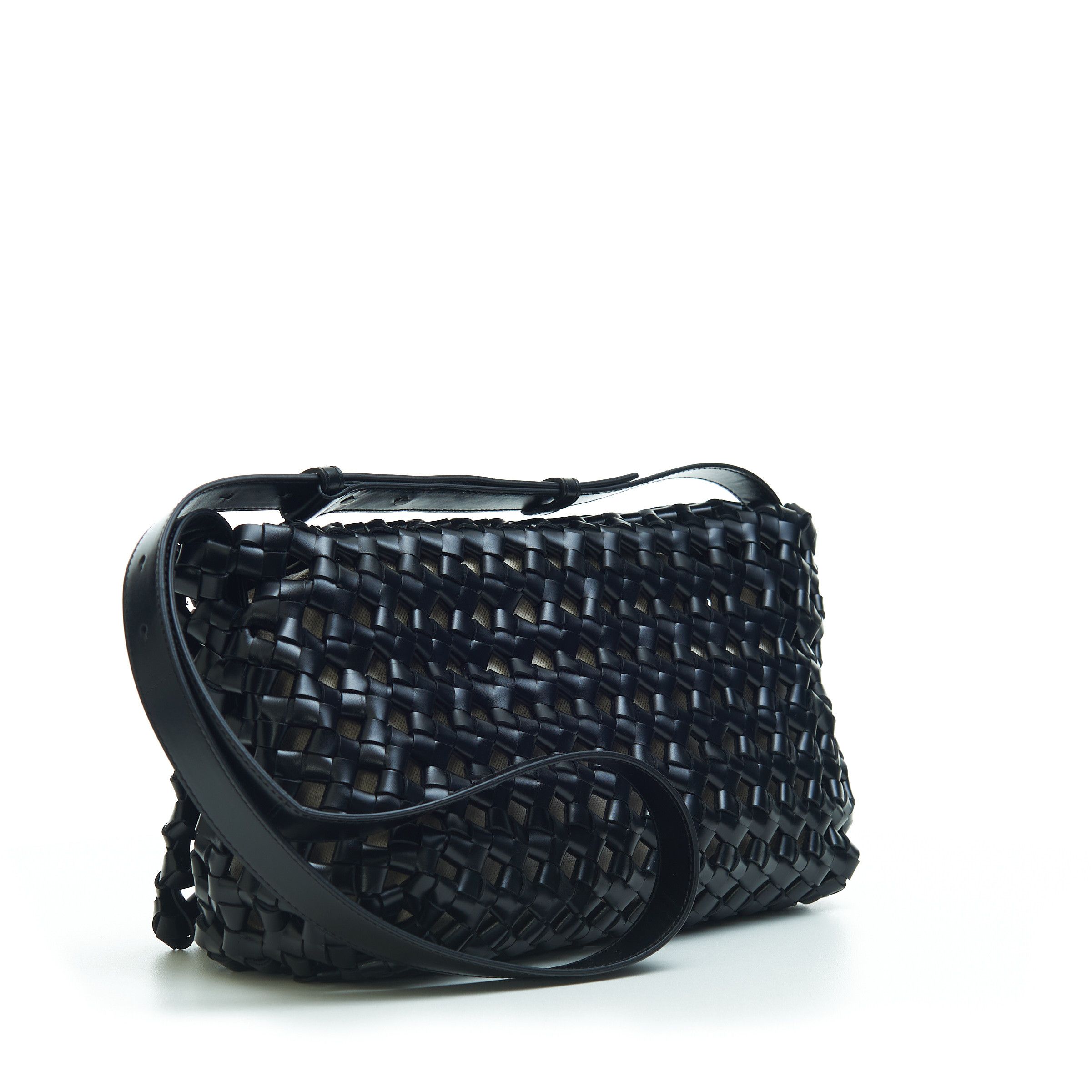 Bottega Veneta BV WINDOW Crossbody Bag in Black Woven Crochet Leather Size ONE SIZE - 4 Thumbnail