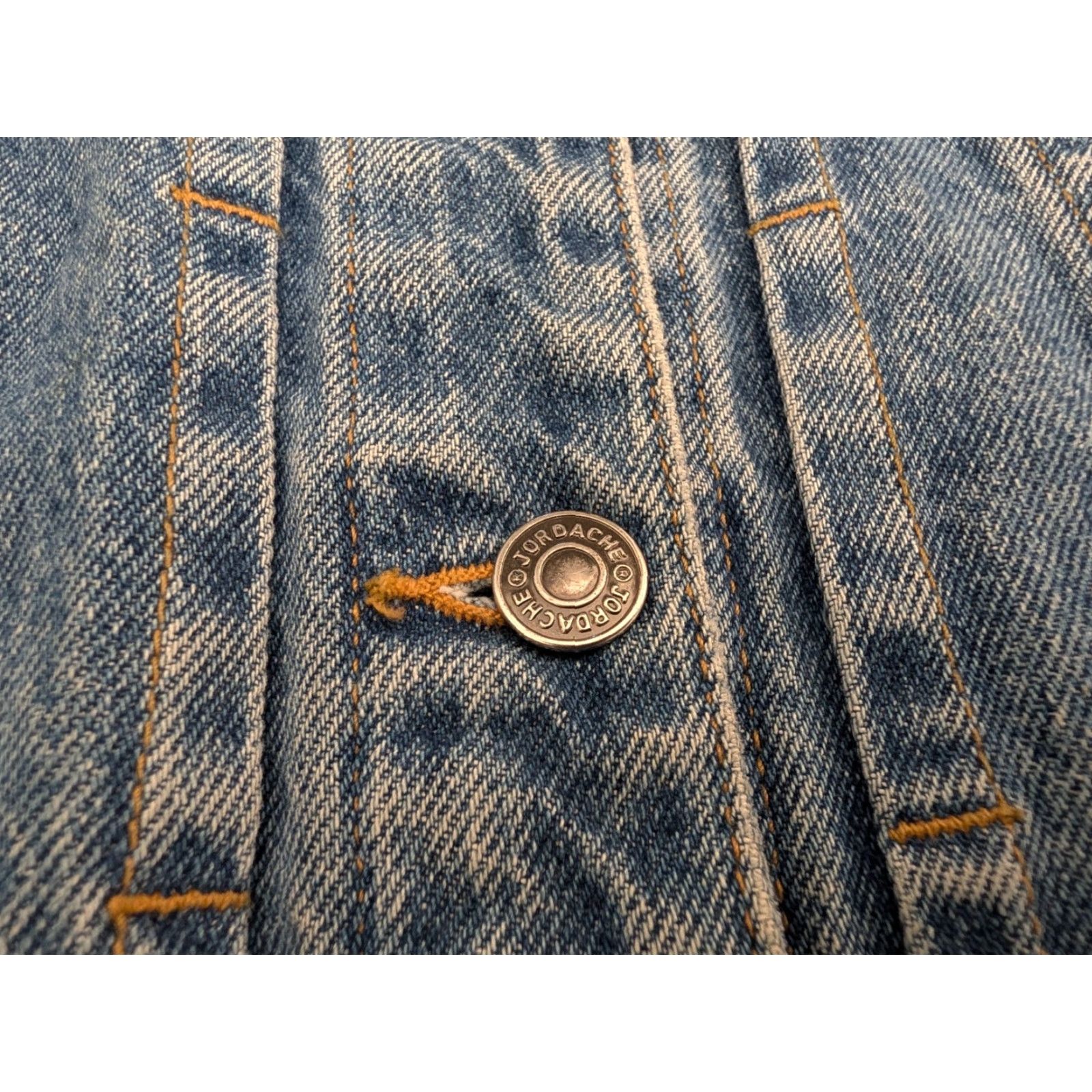 Jordache VINTAGE Jordache Jean Jacket Men's Medium Blue Denim Trucker Faded 90s Size US 31 - 6 Thumbnail