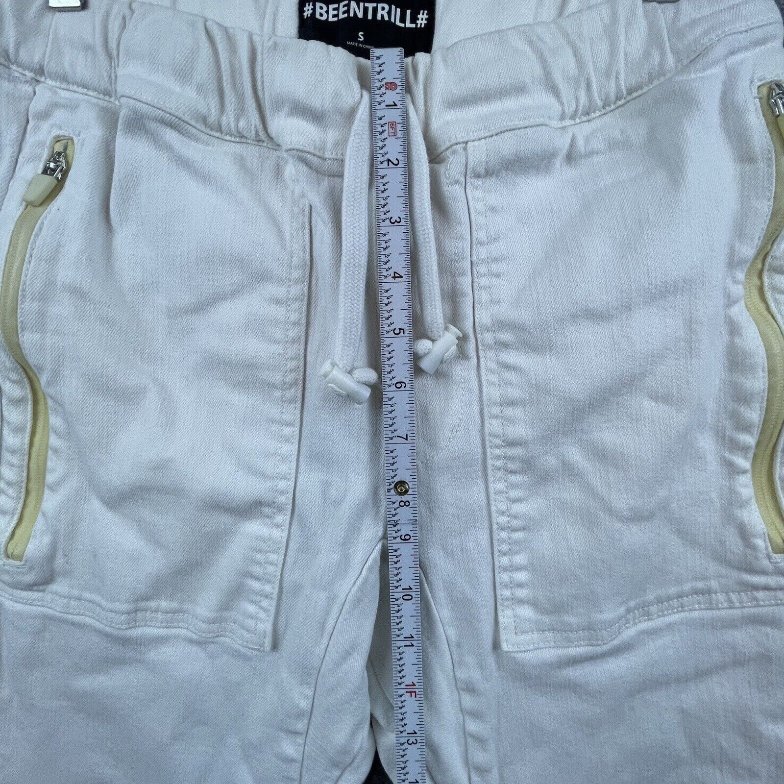 Been Trill Been Trill Pants Mens Small White Denim Joggers Streetwear Size US 28 / EU 44 - 5 Thumbnail