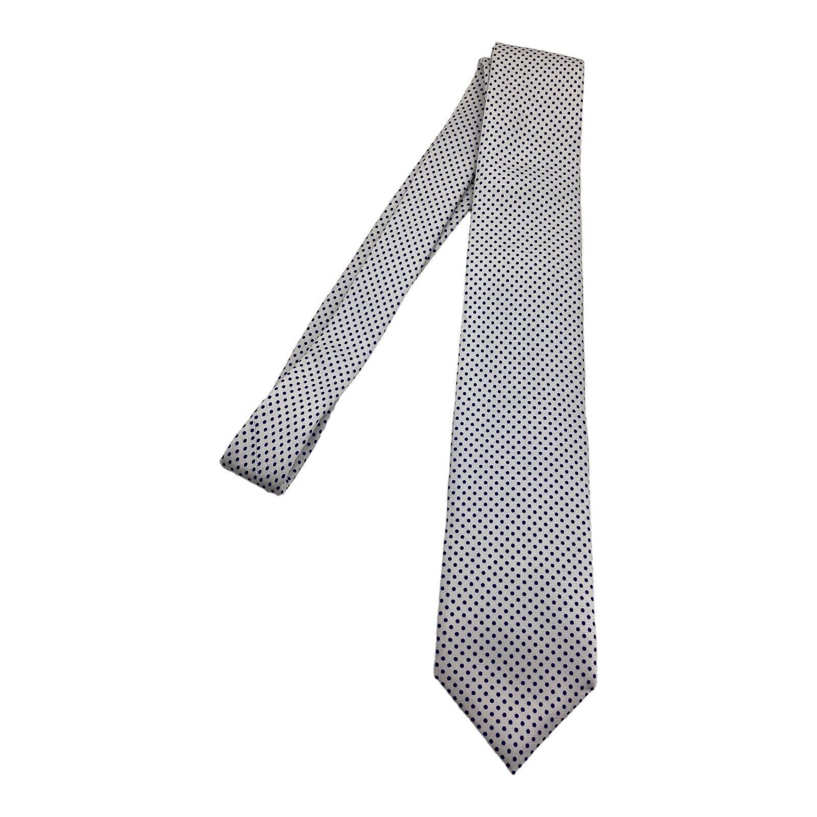 Other MARZULLO White With Blue Pin Dots Luxury Silk Tie Italy W: 3 Size ONE SIZE - 6 Thumbnail