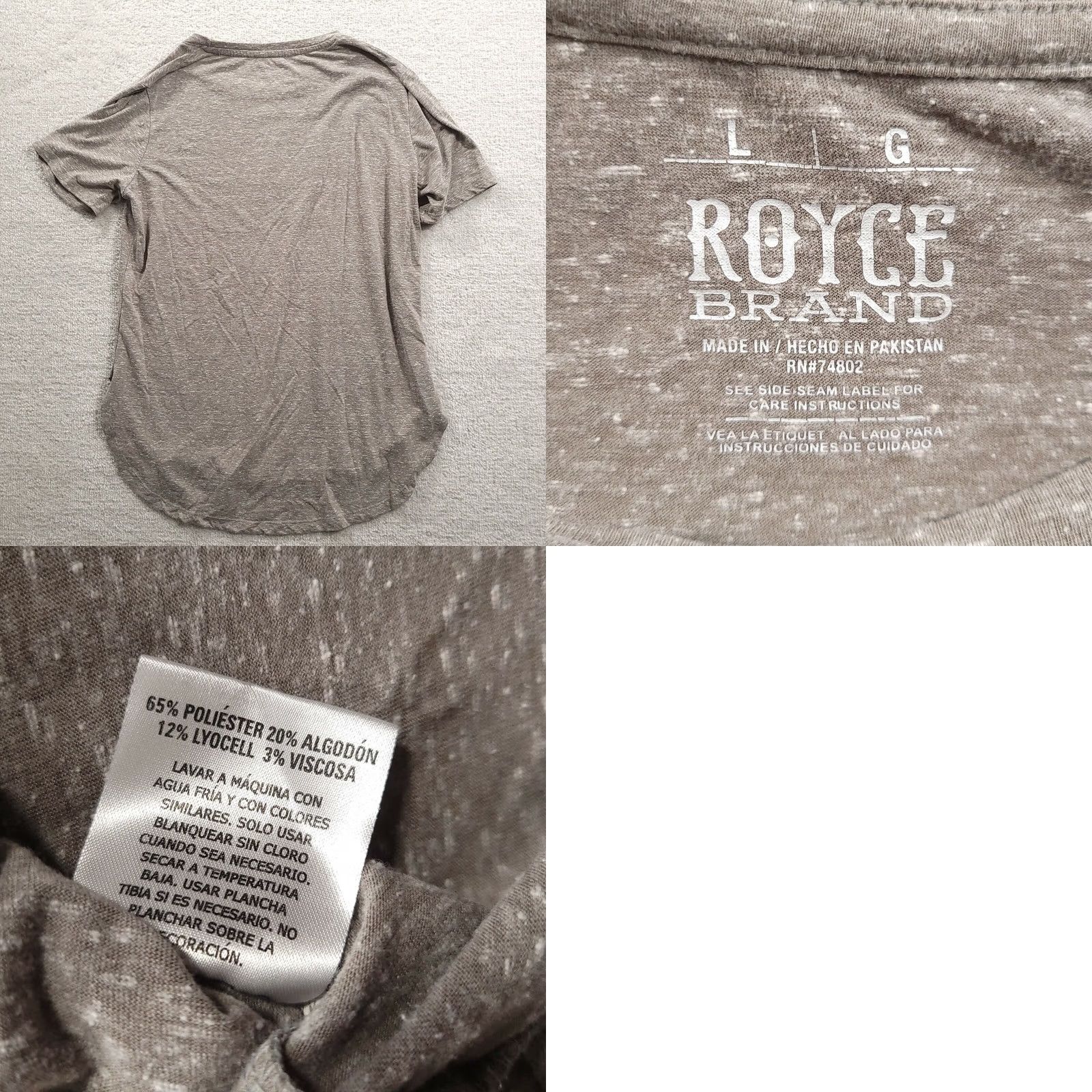 Spell Royce Brand T Shirt Women's Large Gray Illinois Spell Out Tee Short Sleeve Round Hem Crew Neck Pullover Casual 90s Summer Vintage: No Size L / US 10 / IT 46 - 8 Thumbnail