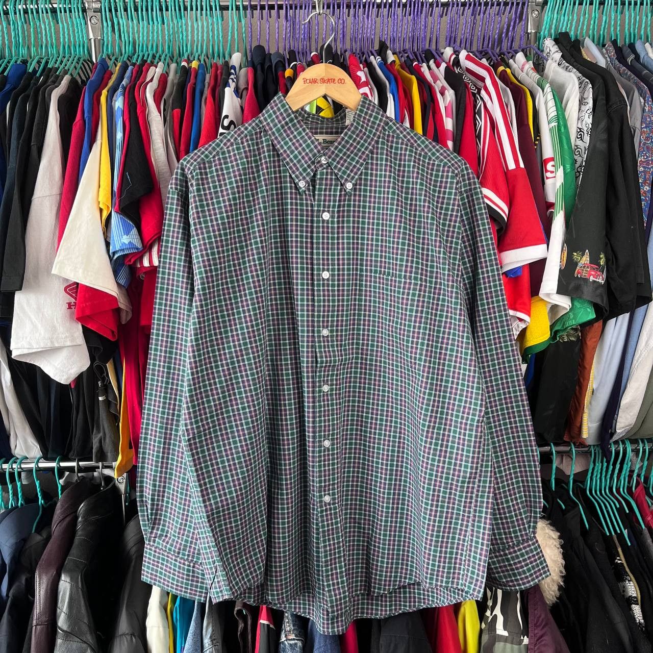 L.L. Bean Vintage 90s L.L.Bean Green Plaid Button Shirt Size US L / EU 52-54 / 3 - 2 Thumbnail