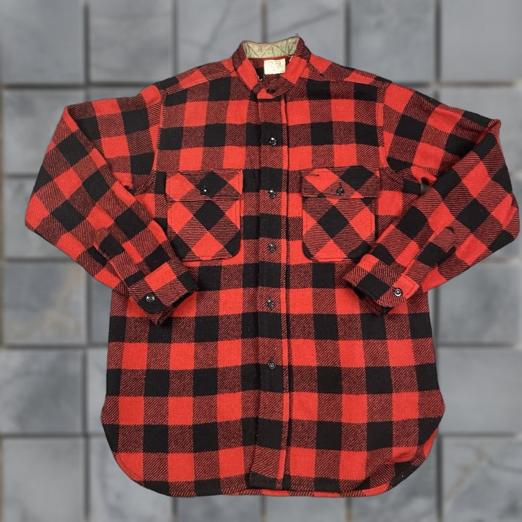 Sears VINTAGE Sears Shirt Men M Red Flannel Button-Up 1960s USA Wool Check Slim Regular M Size US M / EU 48-50 / 2 - 1 Thumbnail