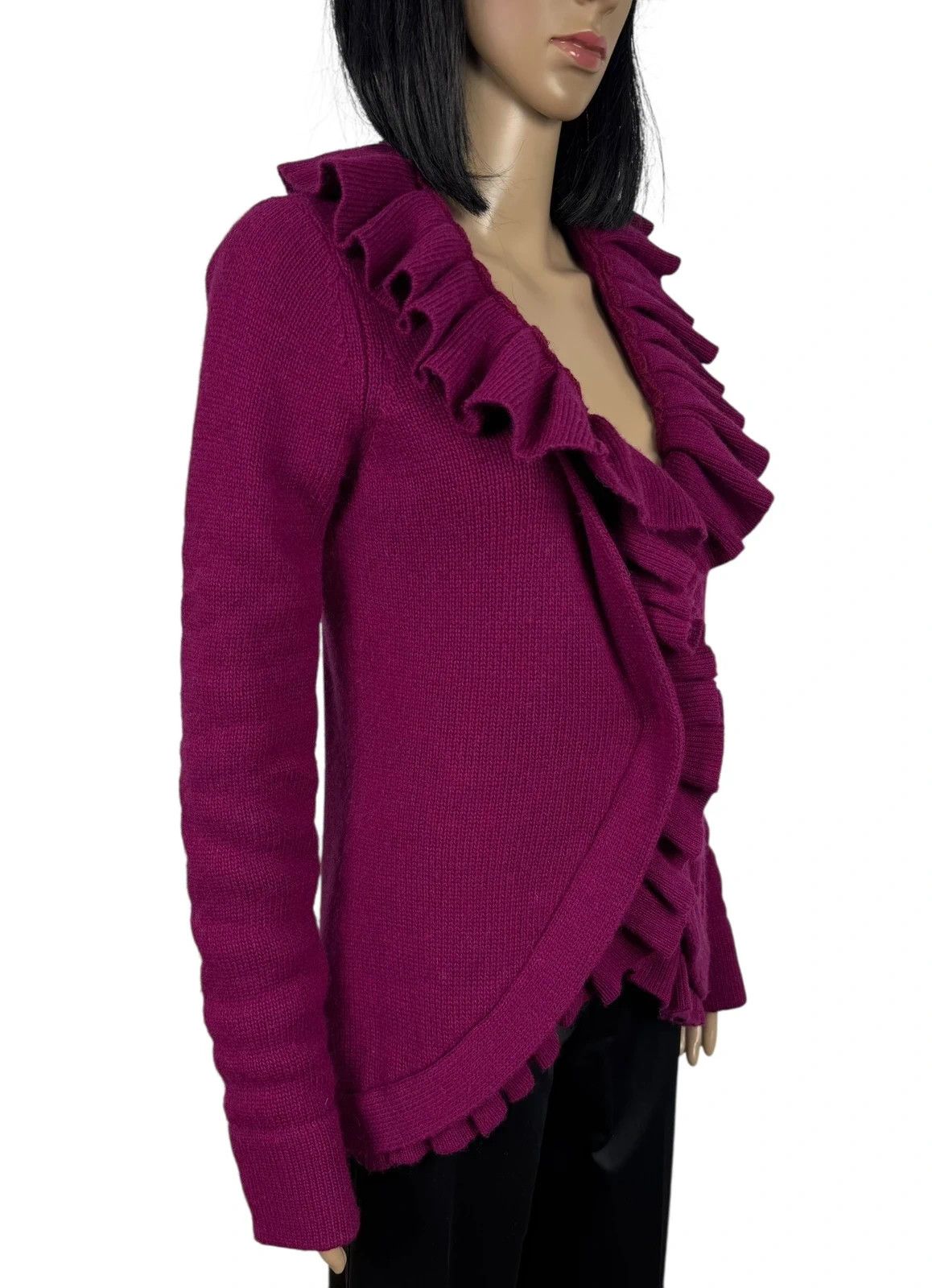 Emporio Armani Emporio Armani Ruffle Cardigan Wool Viscose size 46 Size L / US 10 / IT 46 - 3 Thumbnail