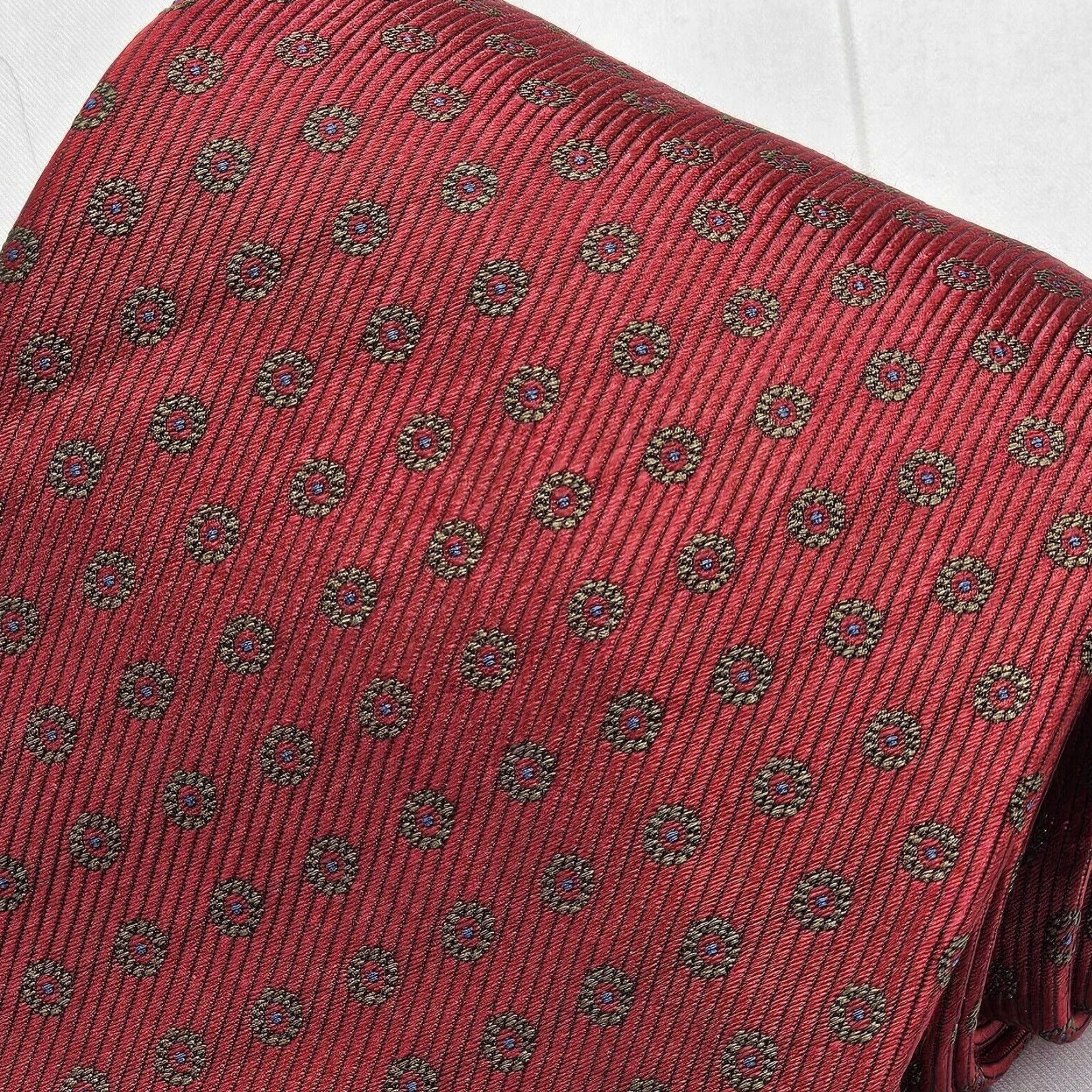 Vintage VINTAGE JZ RICHARDS Necktie Men's Red Silk Tie Geometric Circles 60"X4" Designer Tie Businessmen Style Mens Size ONE SIZE - 2 Thumbnail