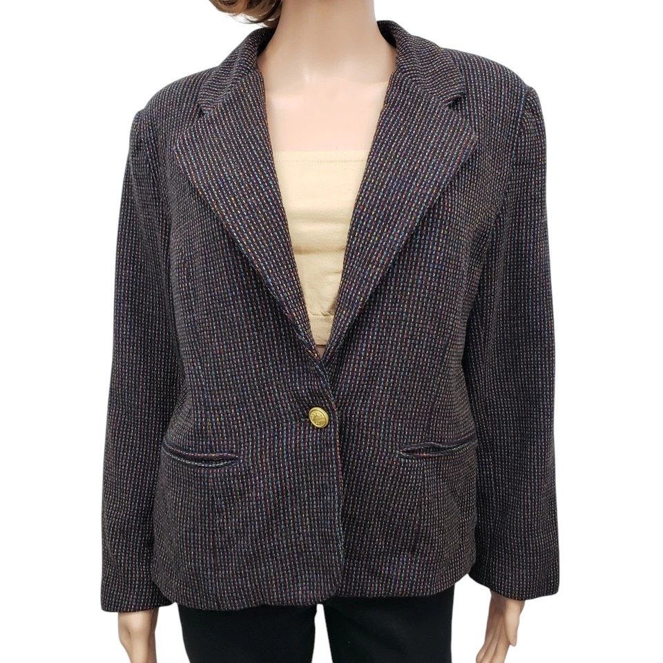 Vintage Vintage Savannah Made in USA Tweed Blazer Jacket Wool 14 Size M / US 6-8 / IT 42-44 - 2 Thumbnail