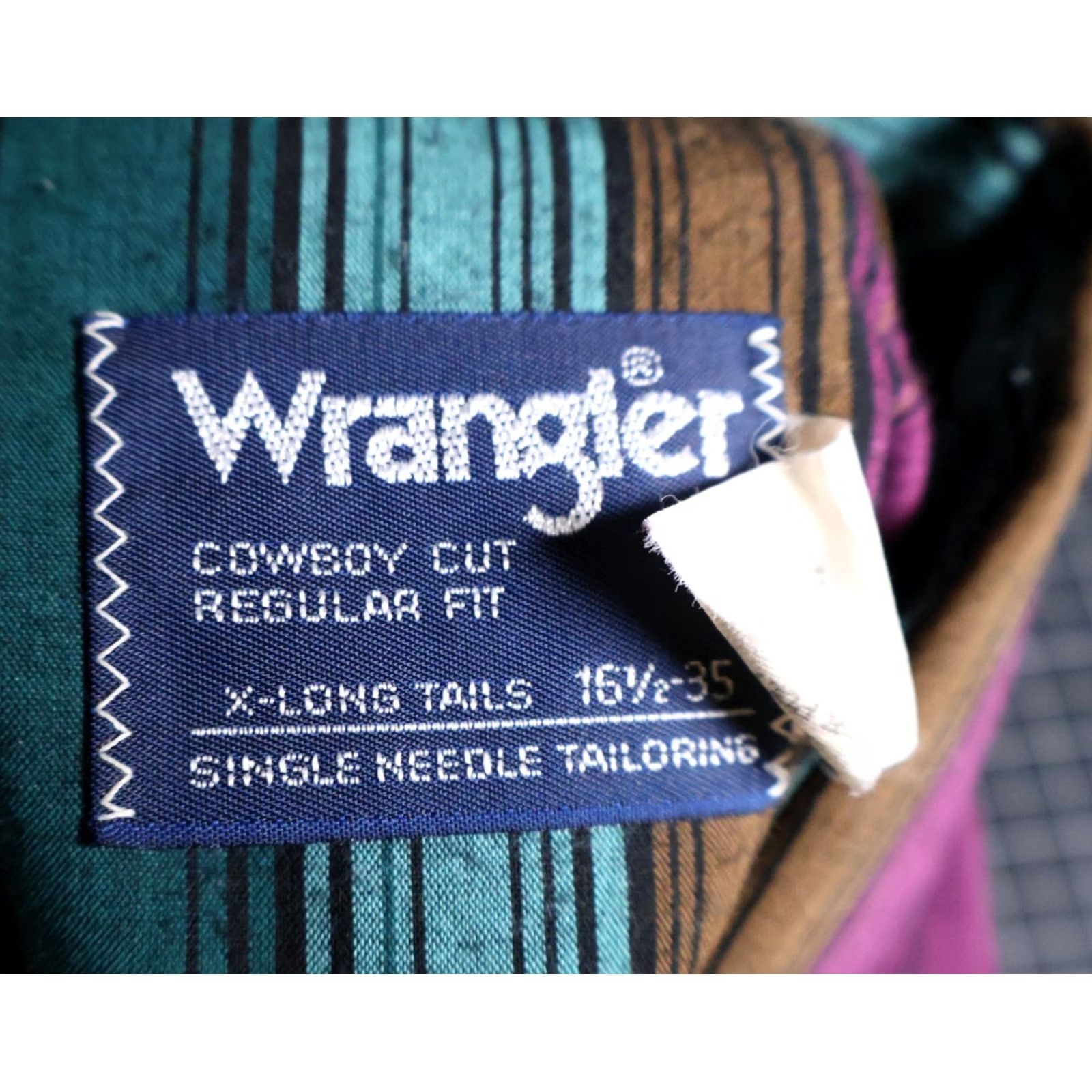 Wrangler VINTAGE Wrangler Cowboy Cut Shirt Men's 16.5 (Large) Purple Green Stripe Pearl Snap Shirt Mens Large Purple Stripe Cowboy Western 90s Clothing Size US L / EU 52-54 / 3 - 3 Thumbnail