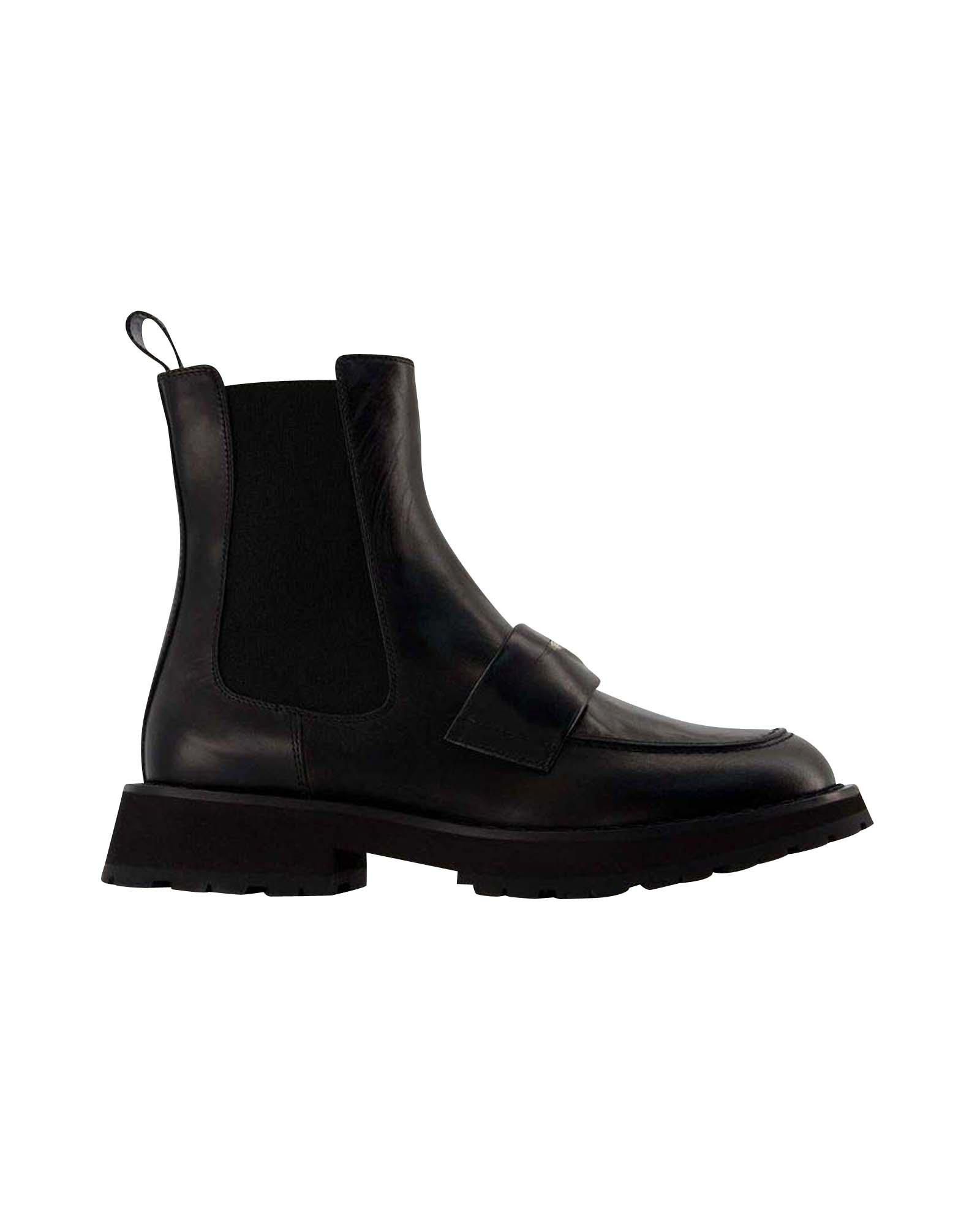 image of Alexander Mcqueen Worker Punk Ankle Boots - Black/white - Leather, Men's (Size 7)