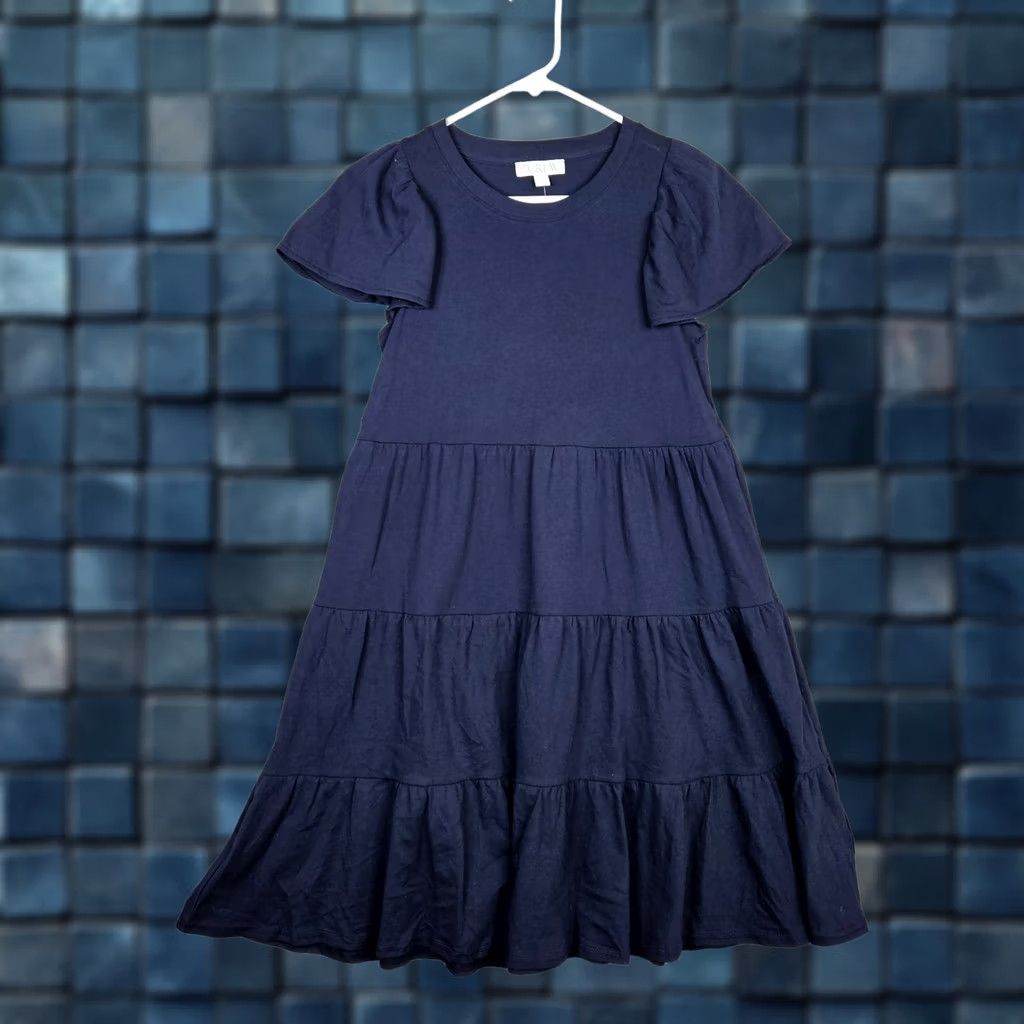 J.Crew J.CREW Dress Navy blue Swing Short Tiered Ruffled Sleeve Casual Female XXS New Size S Blue Size S / US 4 / IT 40 - 1 Thumbnail