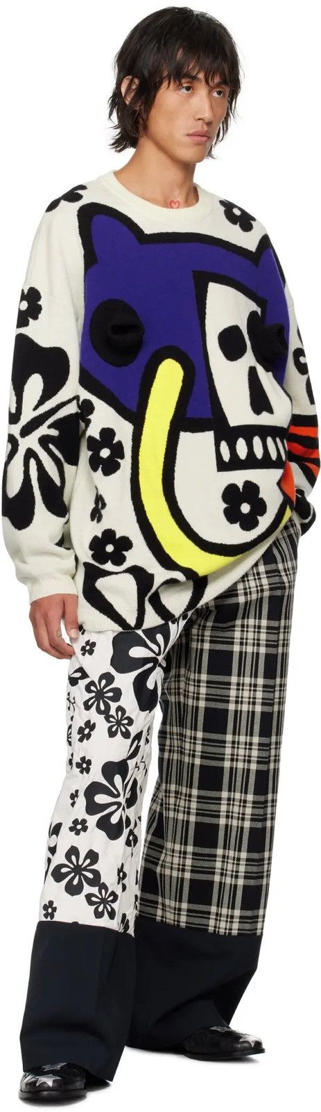 Designer × Walter Van Beirendonck WALTER VAN BEIRENDONCK Android Knit Sweater - Comb. I White Size US L / EU 52-54 / 3 - 4 Thumbnail
