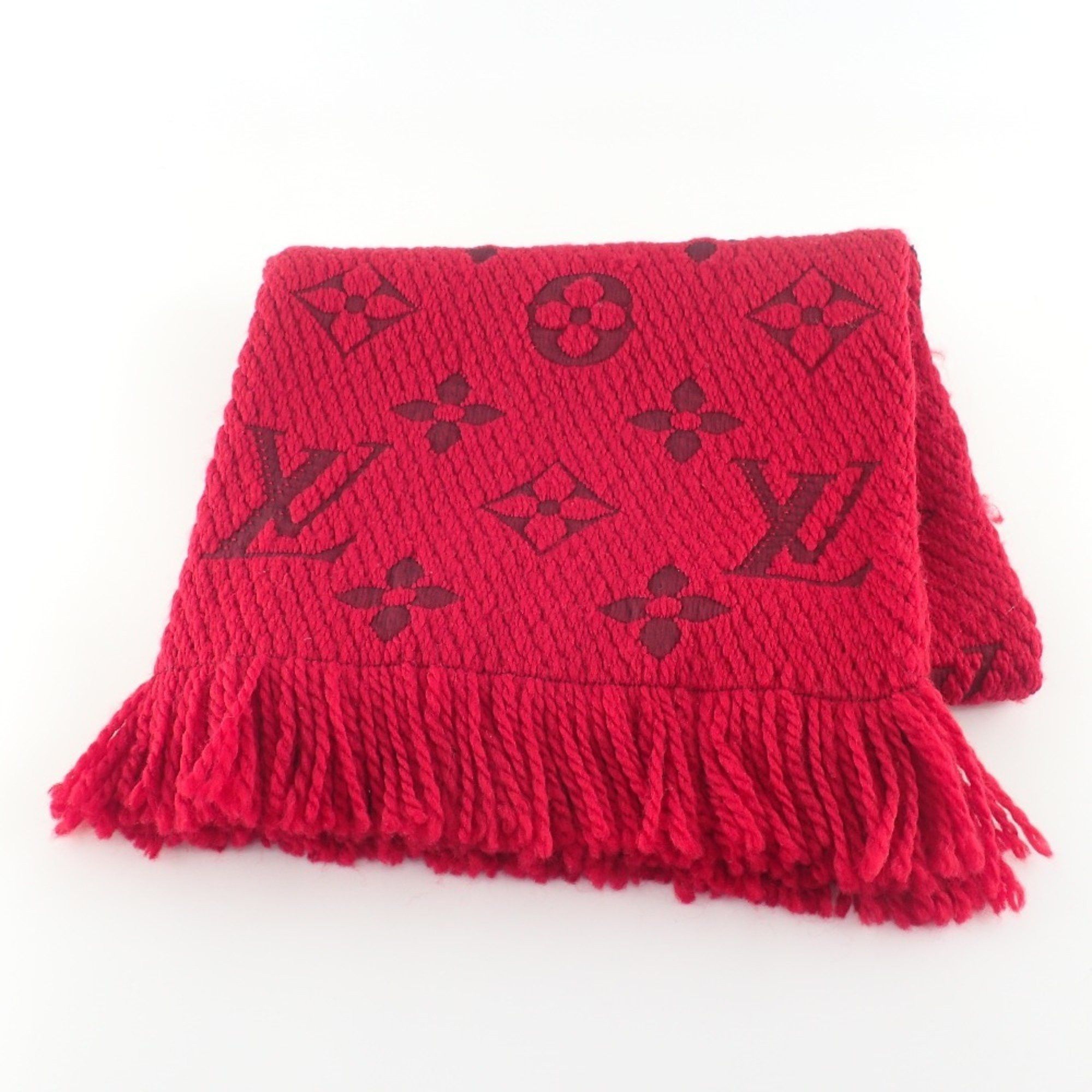 image of Louis Vuitton M72432 Echarpe Mania Wool Silk Scarf Red in Red Color, Women's