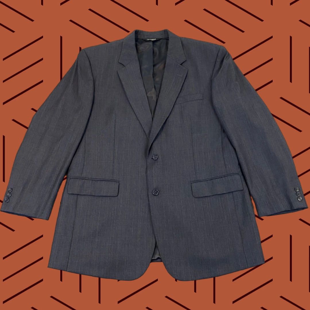 Jos A Bank Blazer 46 L Blue 100% Wool Sports Coat Suit Notch Lapel Career Jacket Mens