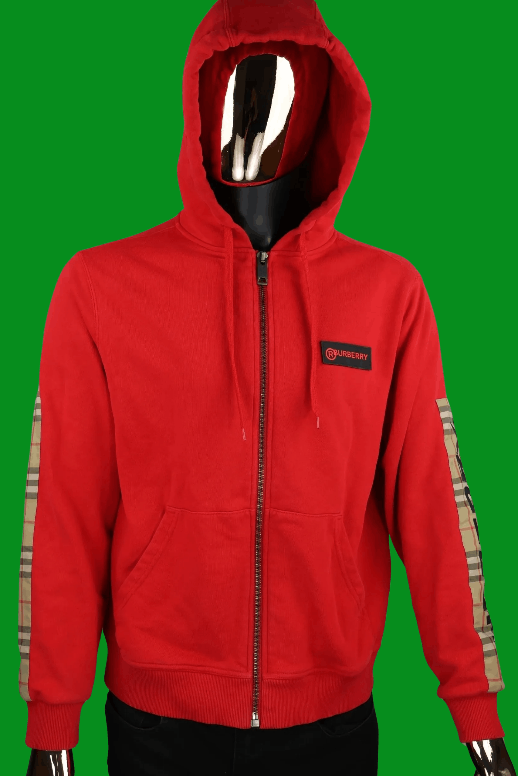 Burberry Burberry Red Track Jacket – Nova Check Sleeve Size US M / EU 48-50 / 2 - 2 Thumbnail