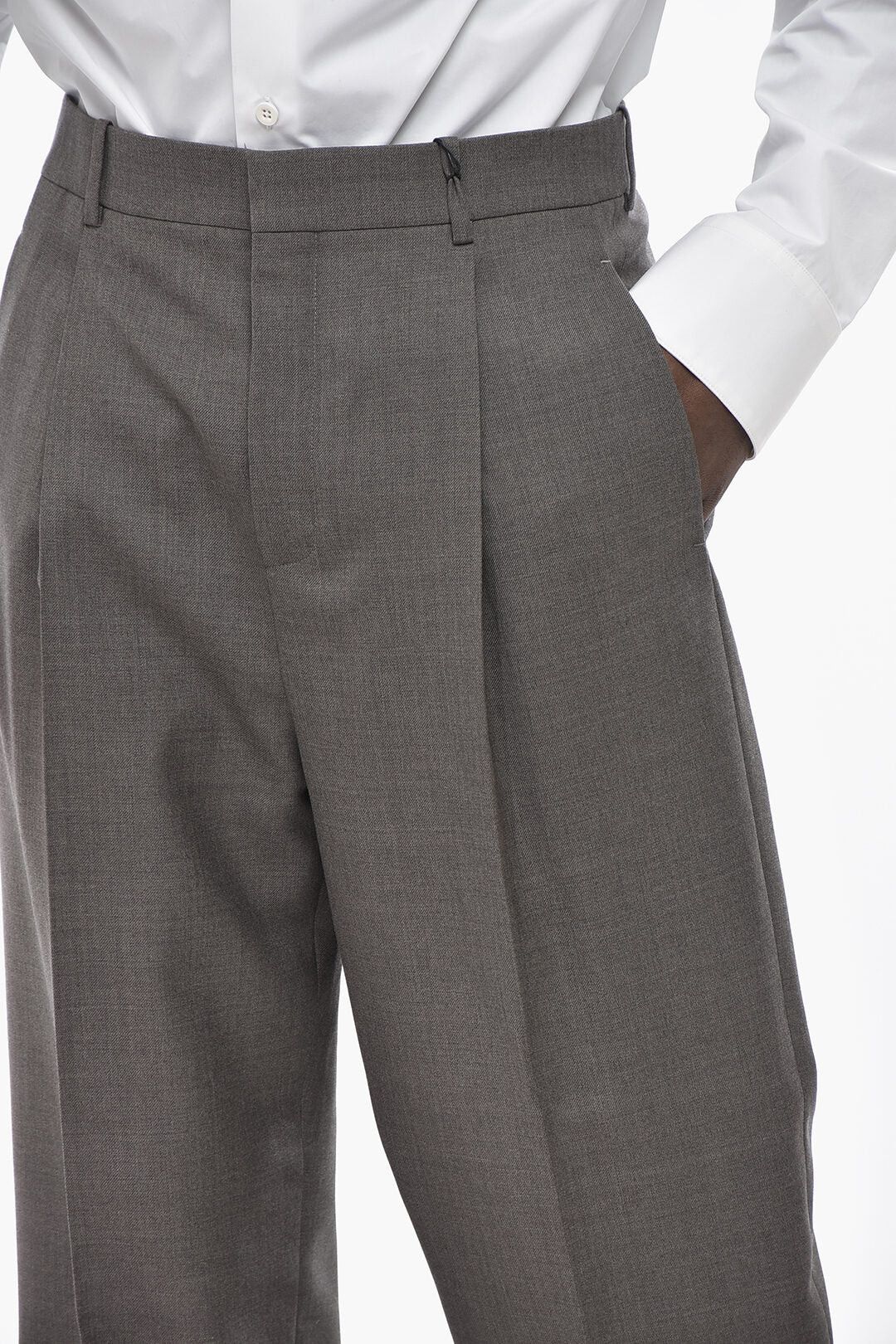 Saint Laurent Paris og1mm0426 Single-Pleat Wool Pant in Grey Size US 34 / EU 50 - 3 Thumbnail