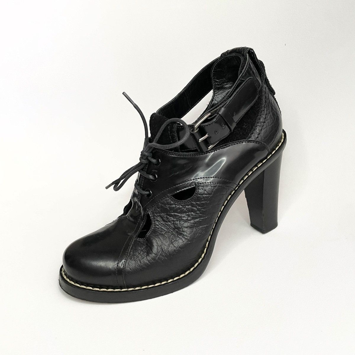 Balenciaga Vintage Black Leather Heel Shoes, Women's (Size 11)