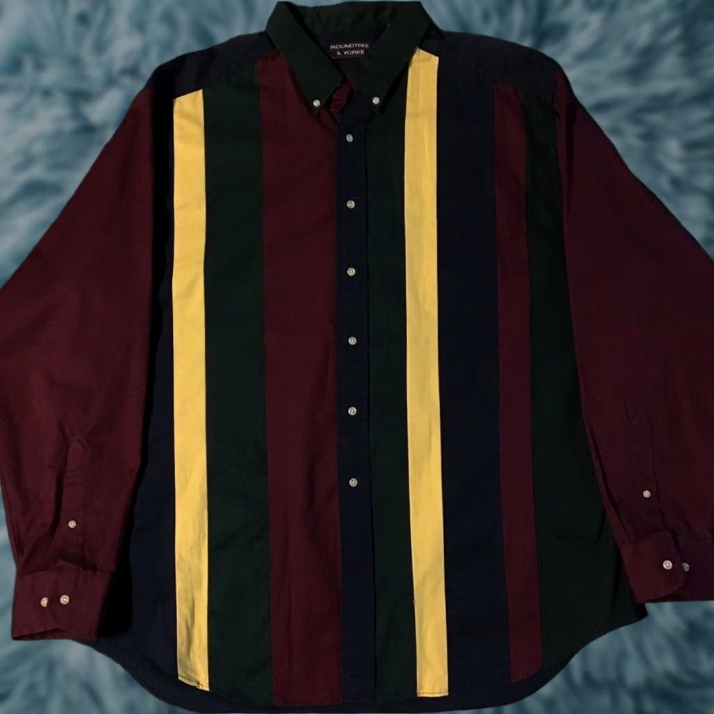 Vintage VINTAGE 90s Striped Button-Up Shirt XL Surf Skate Beach Grunge AOP Vaporwave OP 80s Red Yellow Blue Size US XL / EU 56 / 4 - 1 Thumbnail