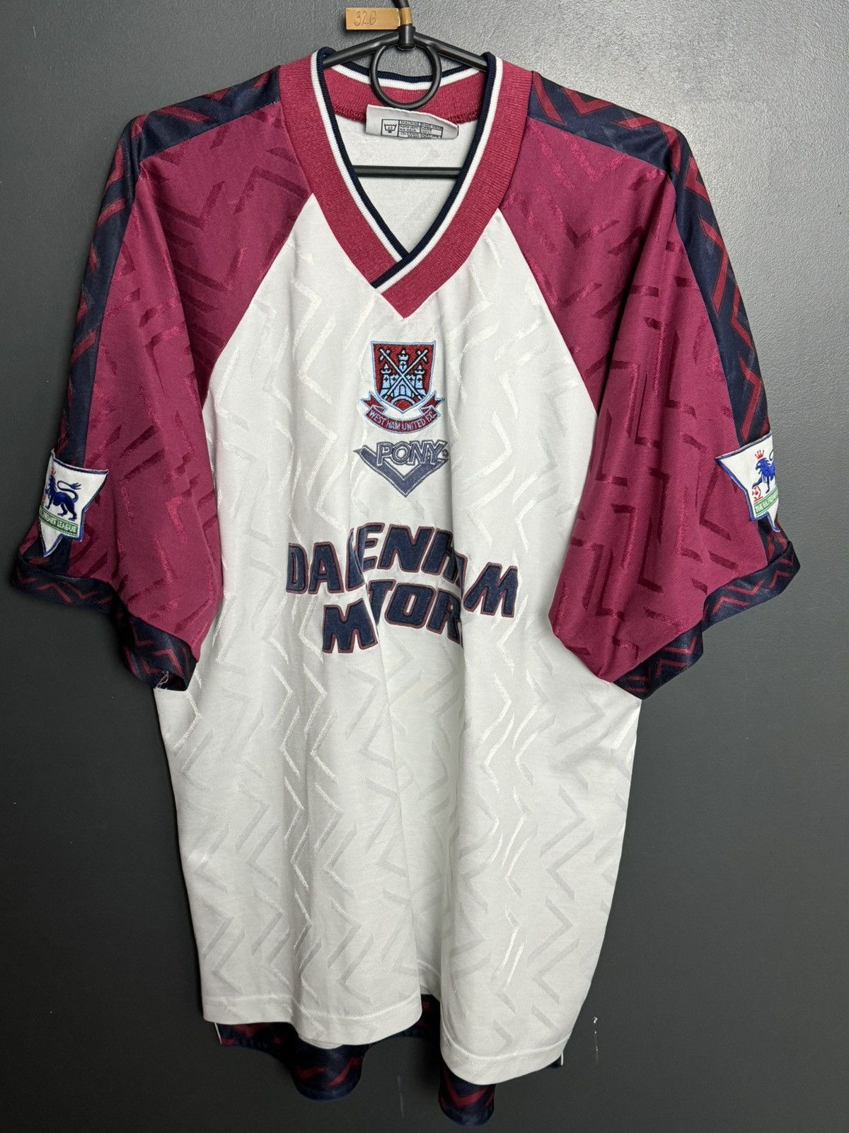 PONY West Ham United 94/96 MATCH WORN Third Football Jersey Size US XL / EU 56 / 4 - 1 Thumbnail