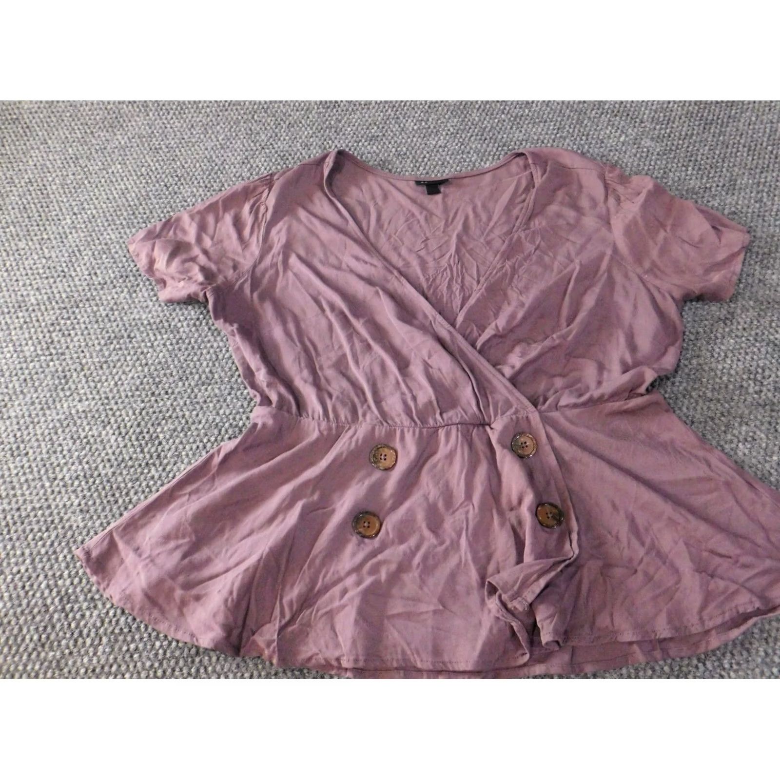 Torrid Torrid Blouse Women 0X Plus Purple Sleeveless Collared Button Casual Classic Style BasicStretch Regular Womens Shirt Size XL / US 12-14 / IT 48-50 - 3 Thumbnail