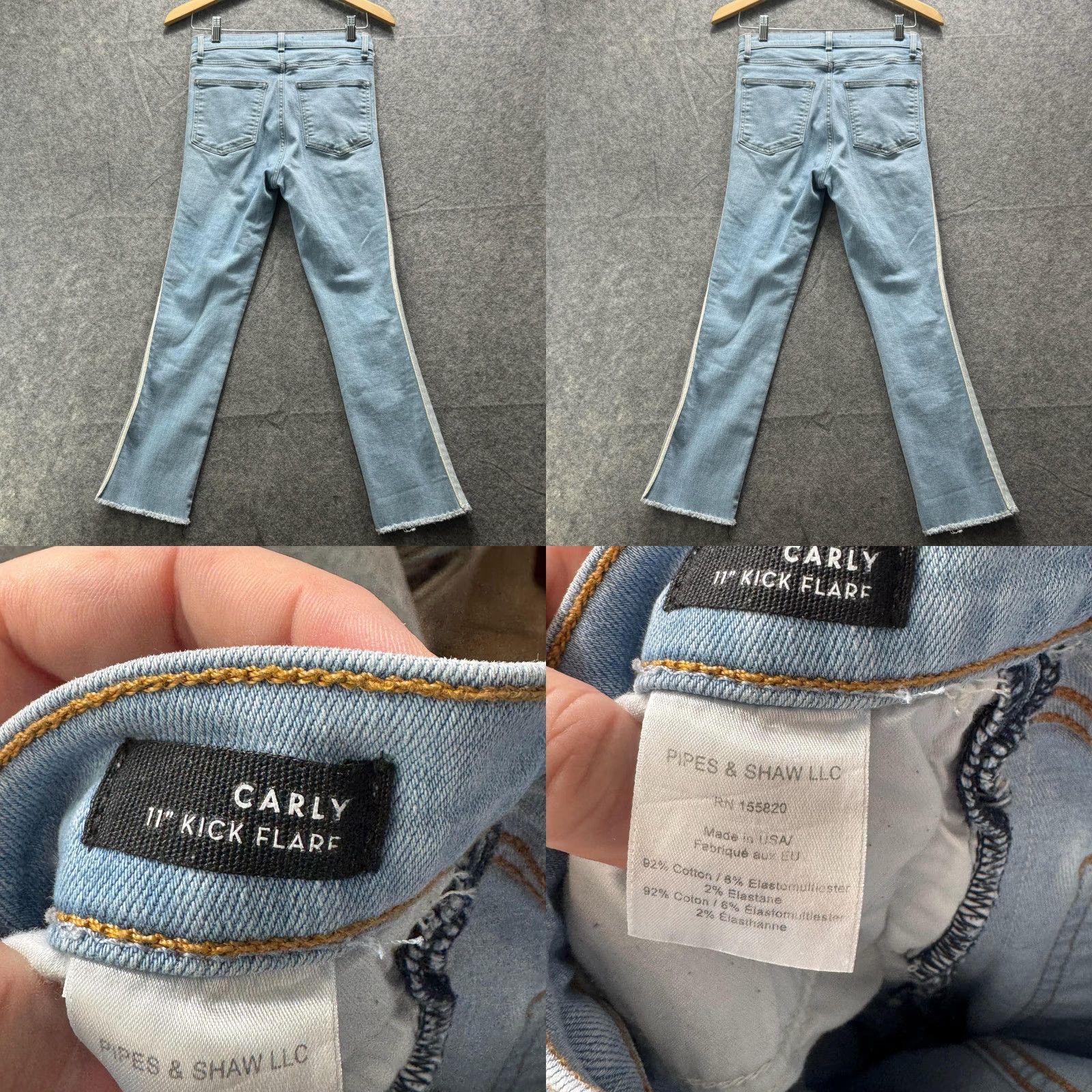 Veronica Beard Veronica Beard Jeans Womens 26 Light Blue High Rise Kick Flare 11" Raw Hem Denim Stretch 5-Pocket Zip Fly Size 26" / US 2 / IT 38 - 8 Thumbnail