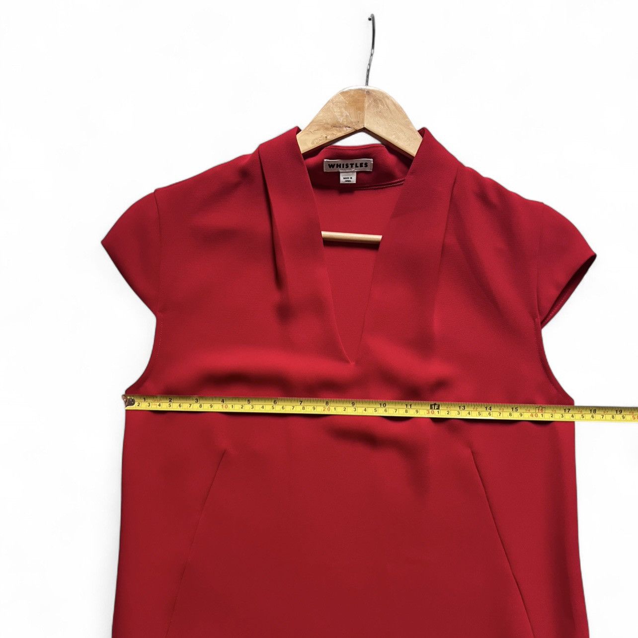 Whistles Whistles Red V-Neck Shift Dress – Size UK 6 / US 2 / EU 34 Size XS / US 0-2 / IT 36-38 - 7 Thumbnail