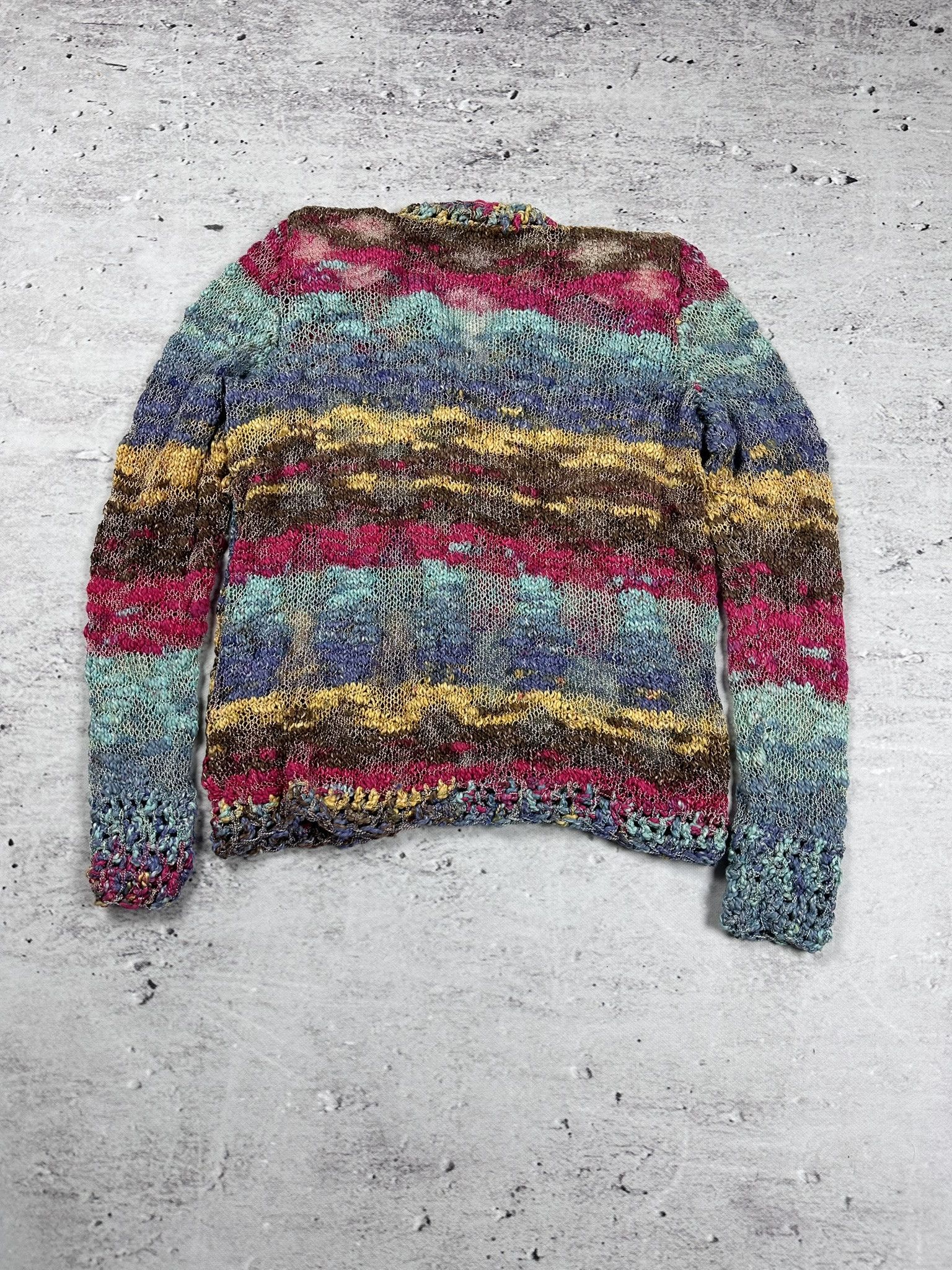 Handmade × Vintage Vintage handmade knitted cardigan abstract Size L / US 10 / IT 46 - 7 Thumbnail
