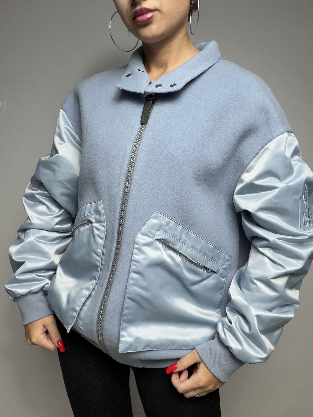 Mackage Mackage Monreal Wool Cashmere Bomber Baby Blue Women’s Size S / US 4 / IT 40 - 8 Thumbnail