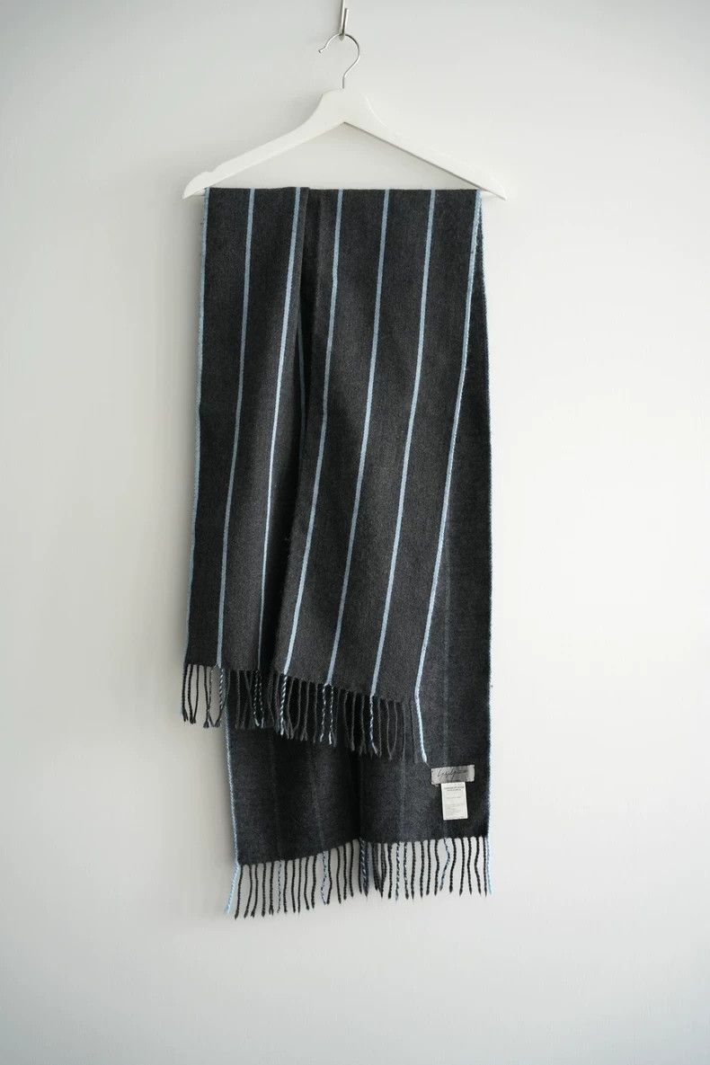Yohji Yamamoto Yohji Yamamoto 06aw blue striped fringed wool scarf 2501-Ne Size ONE SIZE - 2 Thumbnail