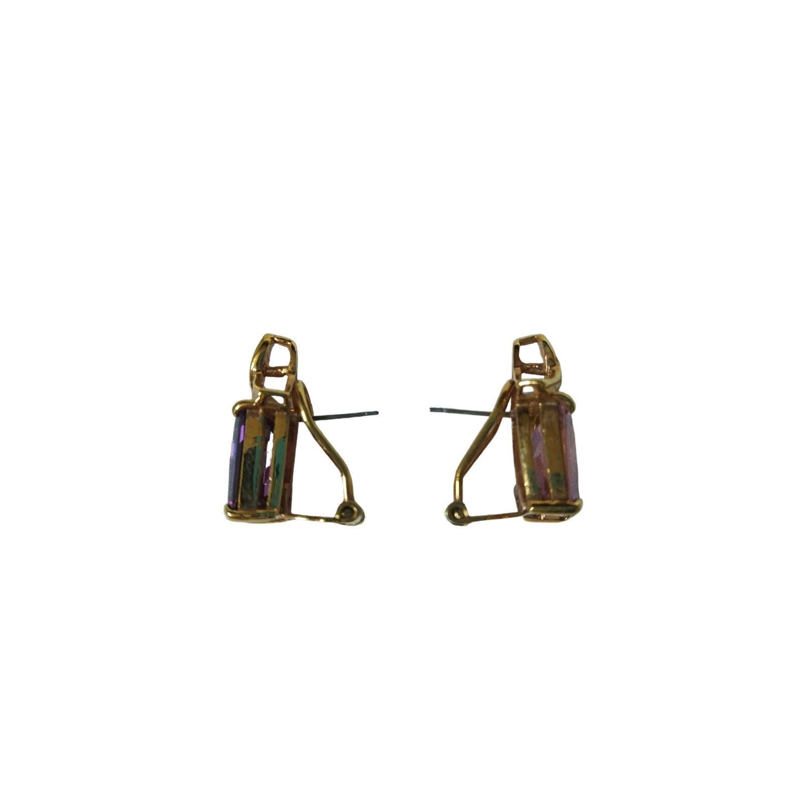 The Unbranded Brand Purple Amethyst Gold Plated Mismatched Stud Earrings Size ONE SIZE - 2 Thumbnail