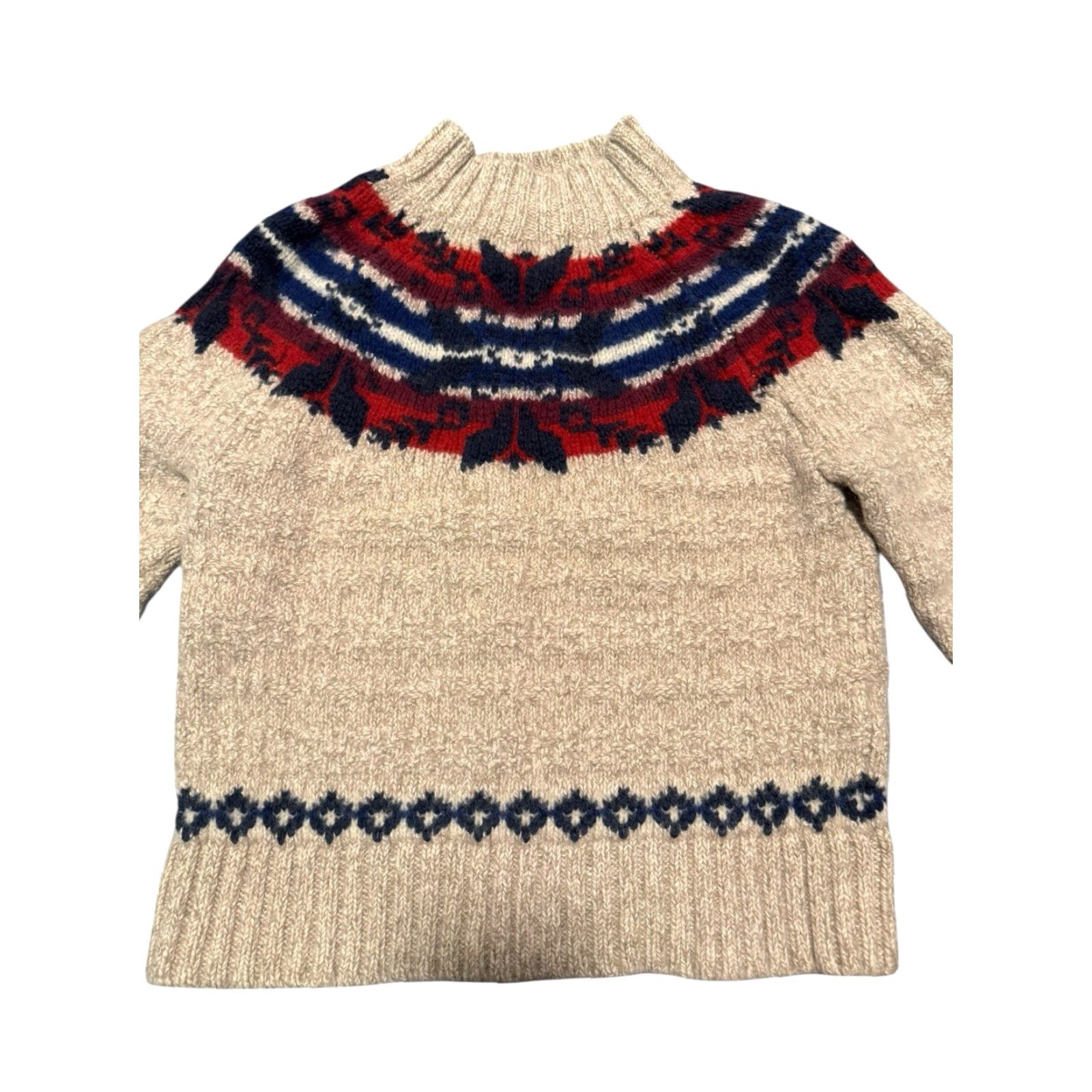 Polo Ralph Lauren Polo Ralph Lauren Nordic Sweater Women's XS/S Cropped Petite Wool Cotton Linen Mock Neck Long Sleeve Fair Isle Cable-Knit Size XS / US 0-2 / IT 36-38 - 4 Thumbnail