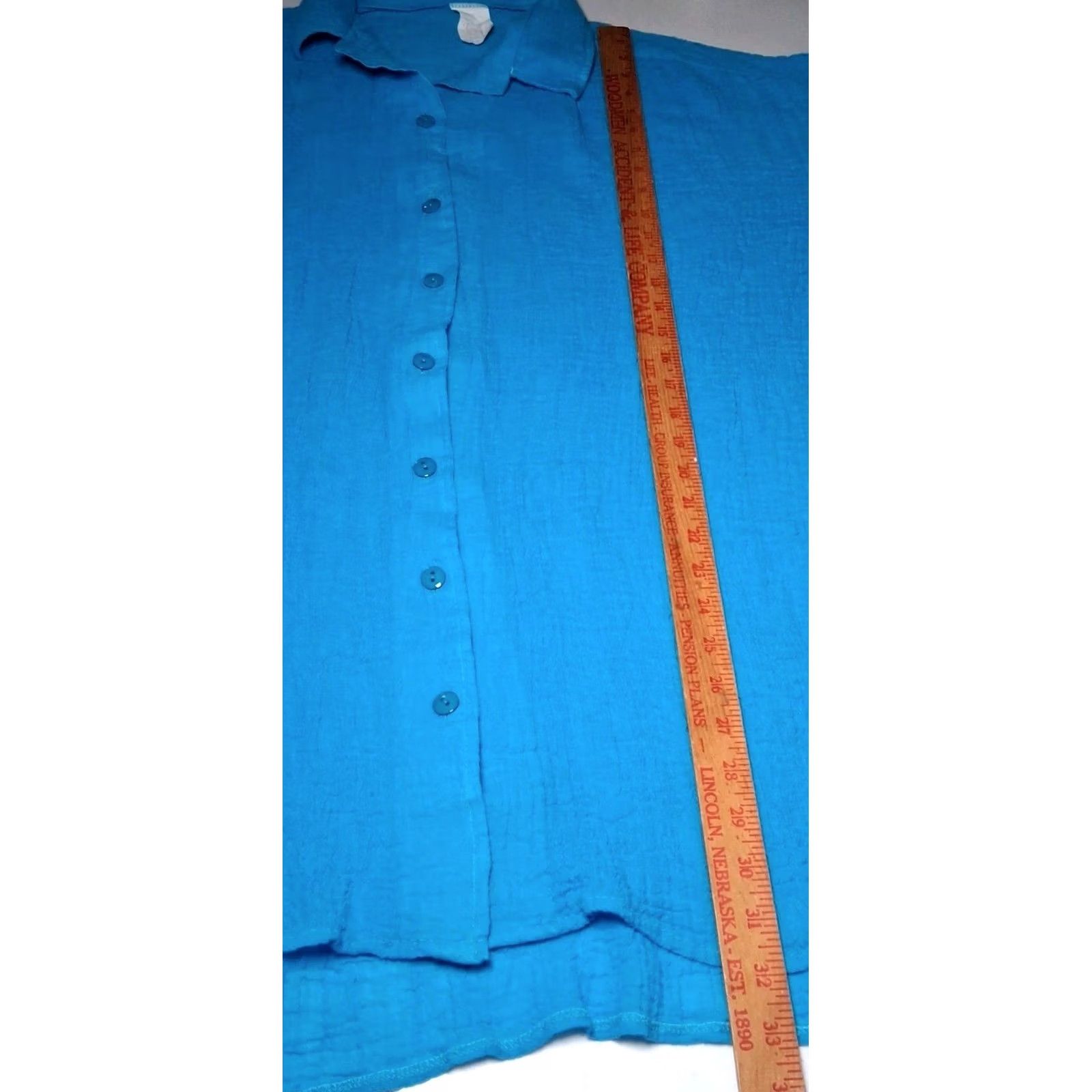 Vintage VINTAGE Loom Wear Shirt Plus Size 3X Turquoise Cotton Guaze Button Up Short Slv Size XXL / US 16-18 / IT 52-54 - 5 Thumbnail