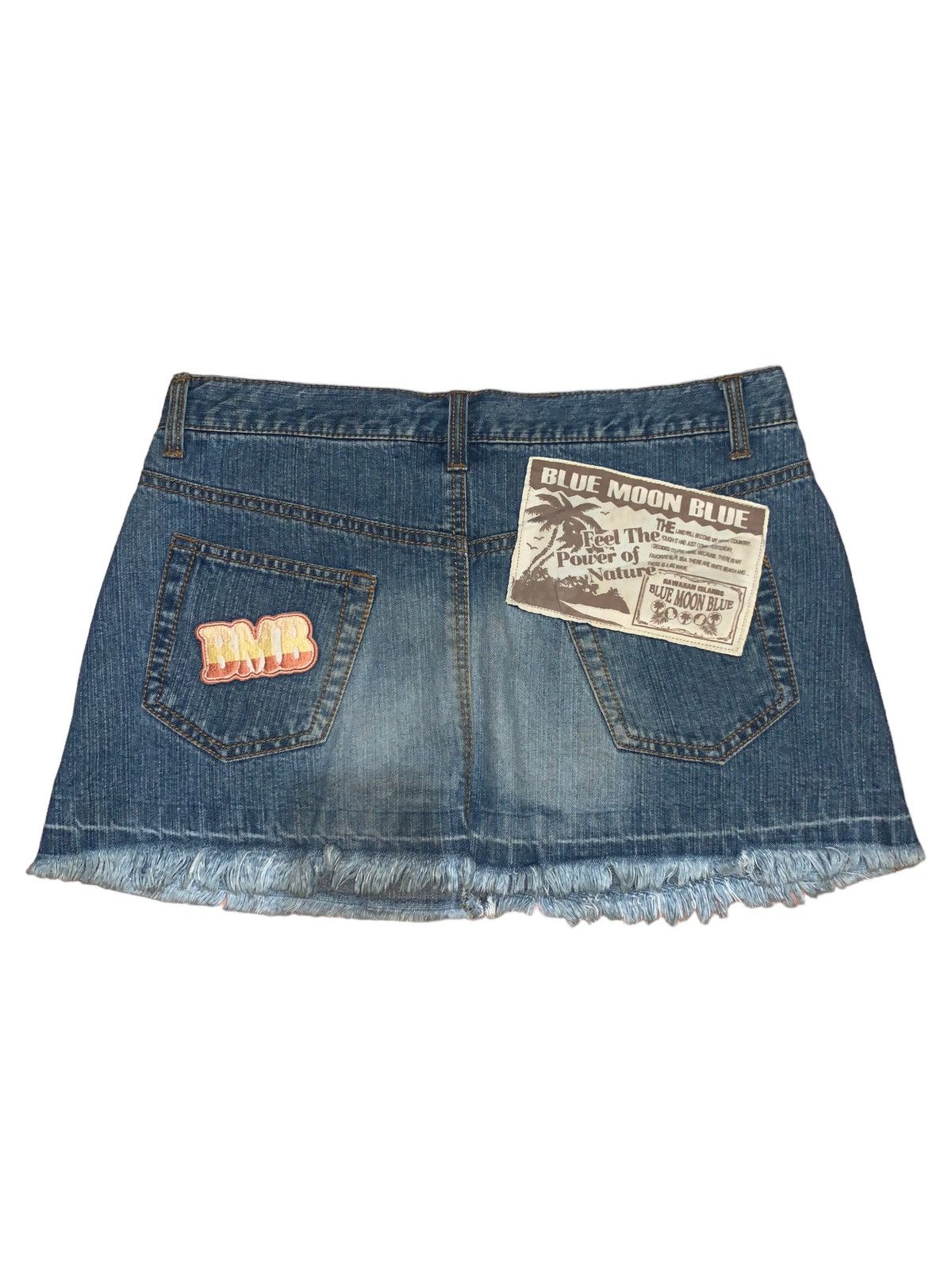 If Six Was Nine × Japanese Brand × Le Grande Bleu (L.G.B.) Vintage Blue moon blue patches denim mini skirt Size 30" / US 8 / IT 44 - 6 Thumbnail