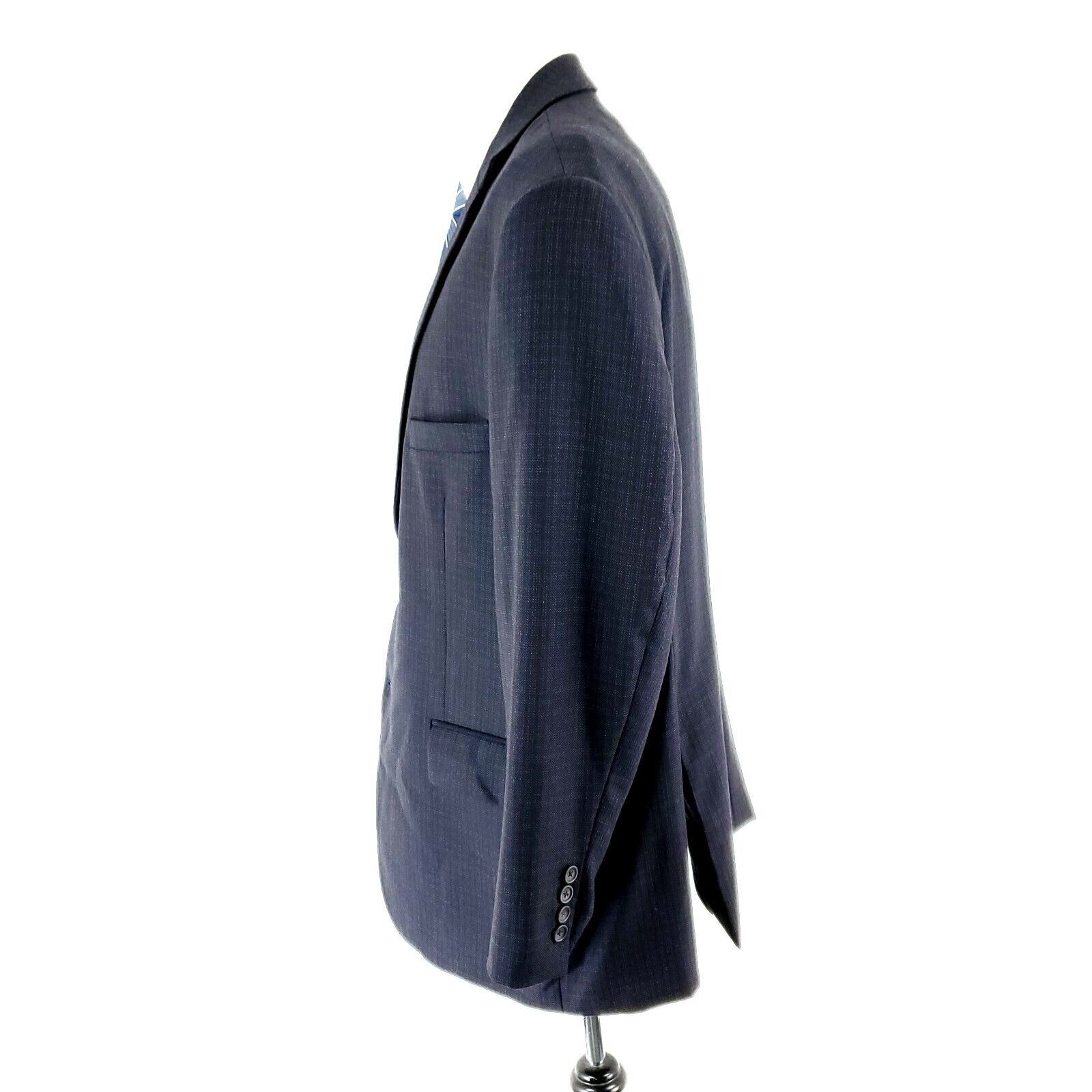 Pronto Uomo Pronto Uomo Platinum Wool 2 Button Sport Coat 44R Blue Windo Size 44R - 4 Thumbnail