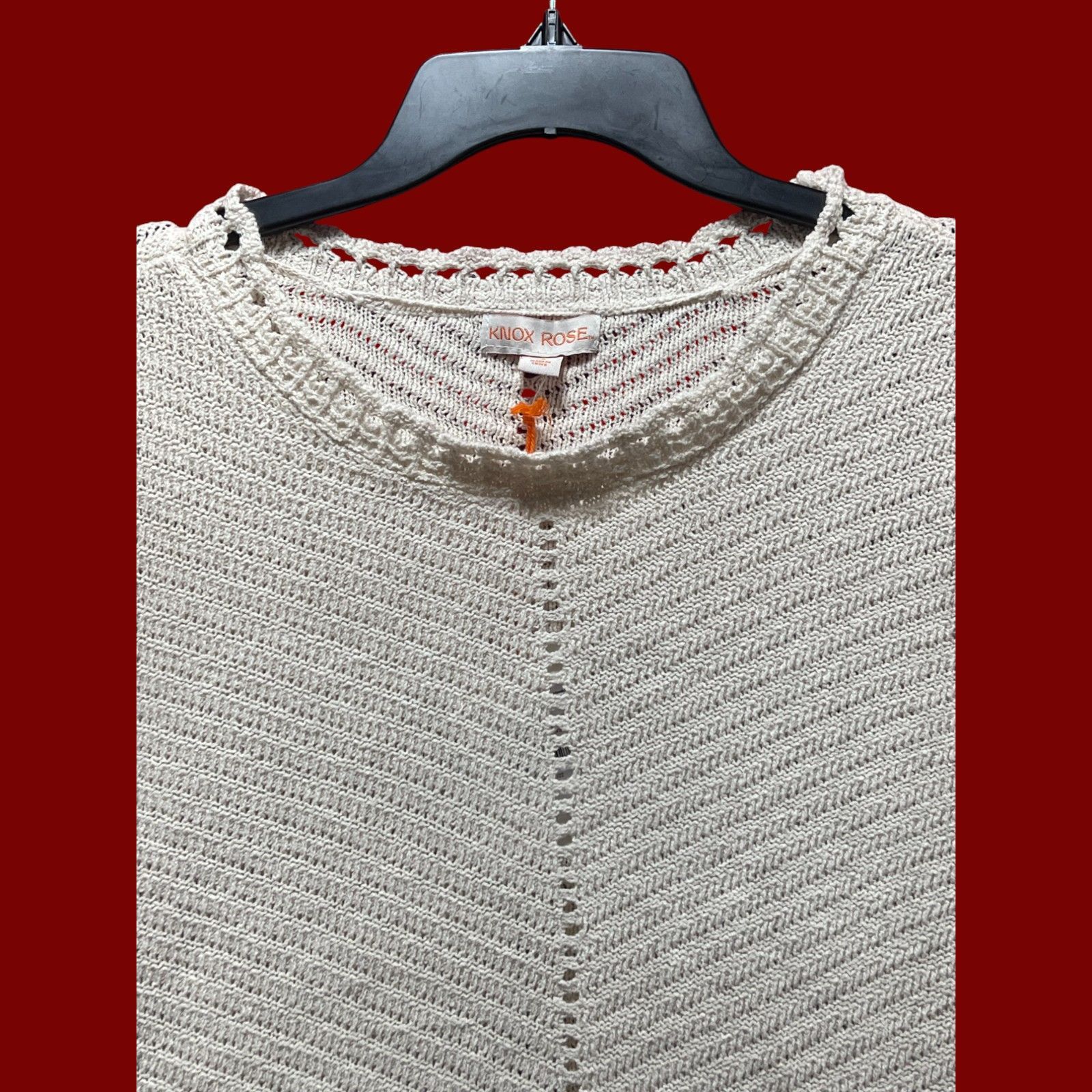 Other Knox Rose - Women's Crochet Pointelle Sweater With Short Puf Size XXL / US 16-18 / IT 52-54 - 14 Thumbnail