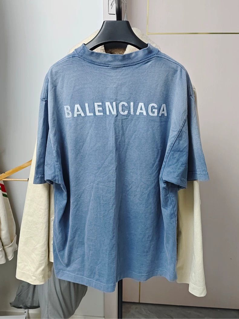 Balenciaga Balenciaga 23 FW haze blue gradient front and back logo emb Size US XS / EU 42 / 0 - 2 Thumbnail